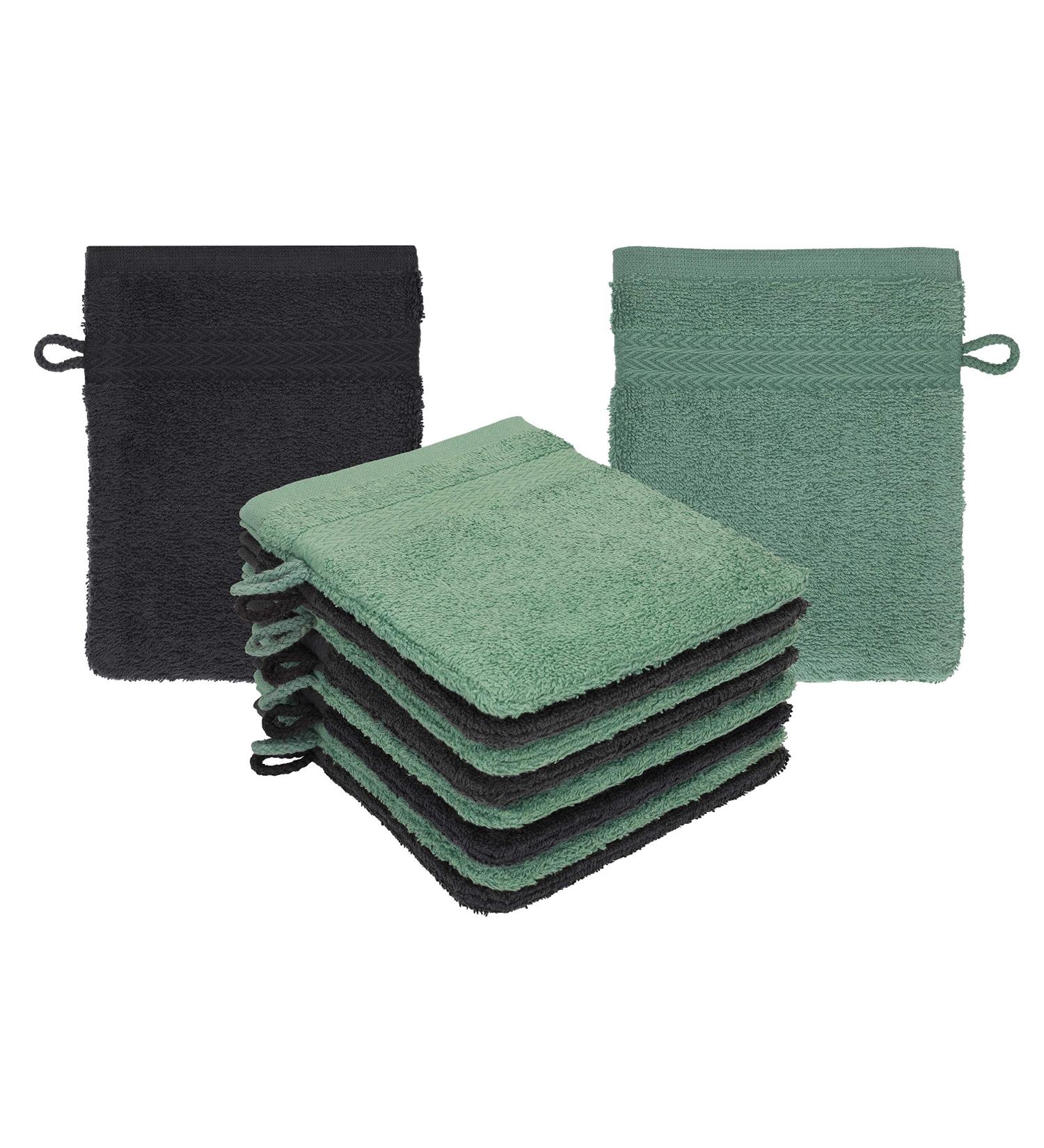 Buy Betz 10-Piece Premium Cotton Wash Gloves Set - 100% Cotton 16x21 cm Graphite & Fir Green - Ideal for Gentle Cleansing - Buy Online on GoSupps.com