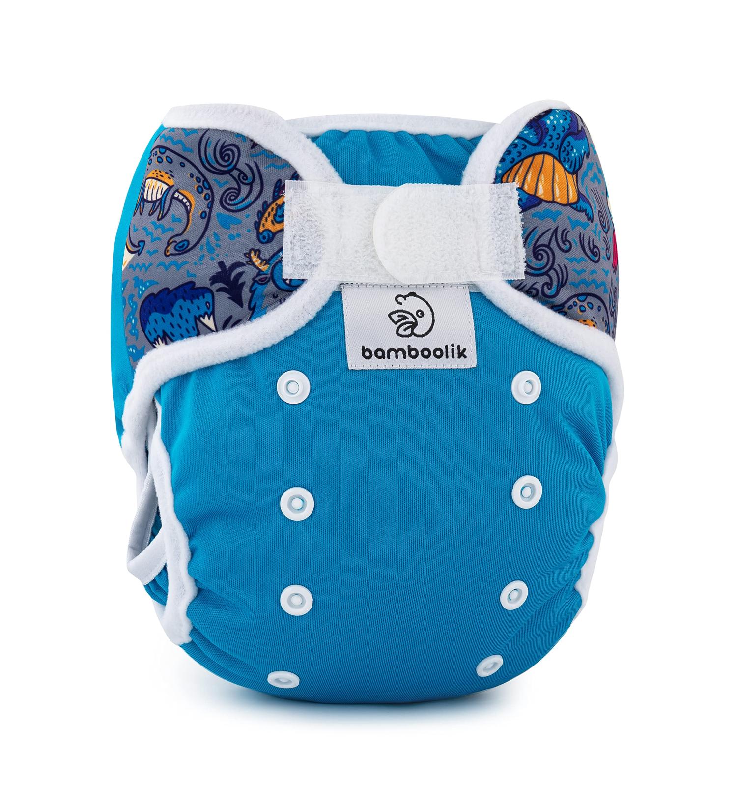 Shop Bambooolik Washable Overpants for Diapers - Turquoise & Fantasy Unicorns | Velcro Fastener & Double Side Barrier - Buy Online on GoSupps.com
