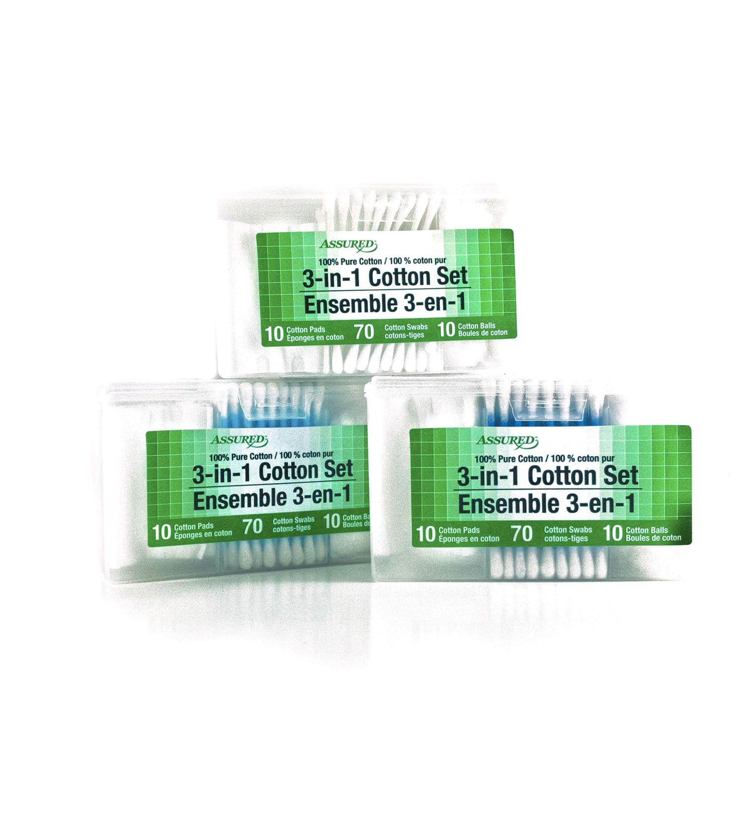 Shop Assured Cotton Pads Swabs & Balls - 3-in-1 Set (90 Items) | Blue Purple & White - International Shipping Available - Buy Online on GoSupps.com