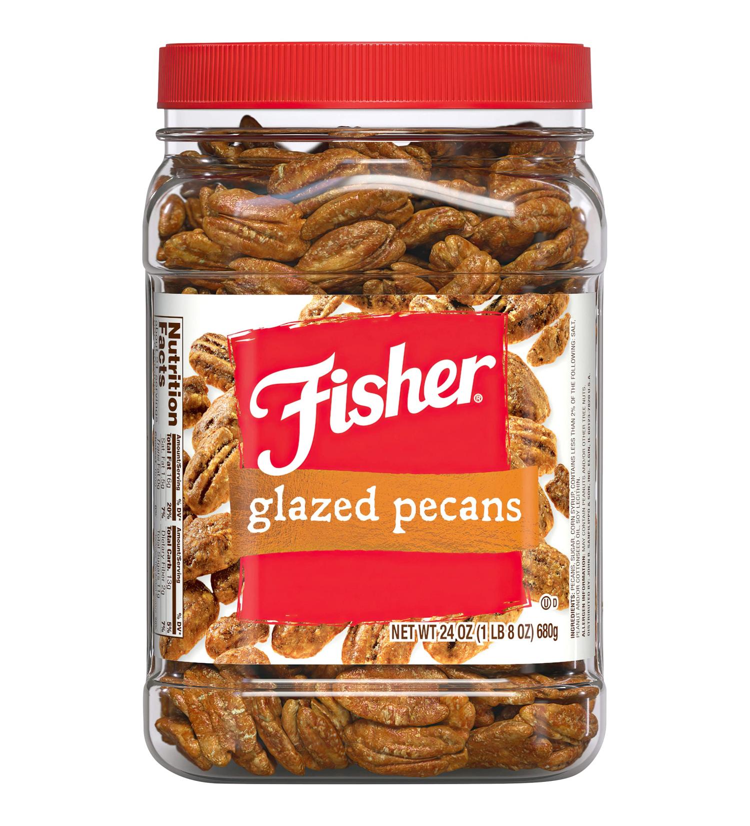 Fisher Snack Glazed Pecans - 24 Oz | Whole Mammoth Pecans for Delicious Snacking - Buy Online on GoSupps.com