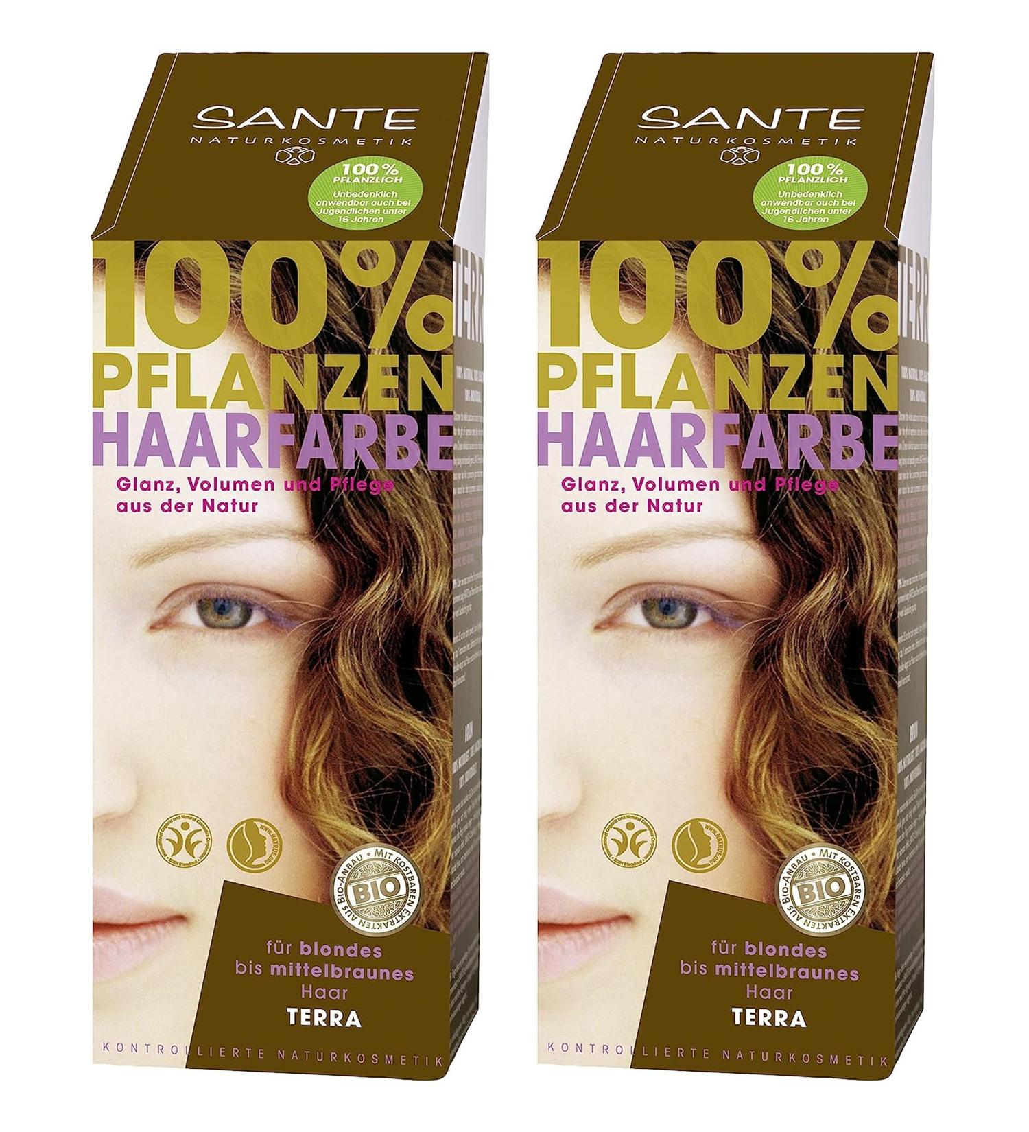 Sante herbal hair colour hair colour in a double pack terra 2 x 100 g in a set for a great colour experience