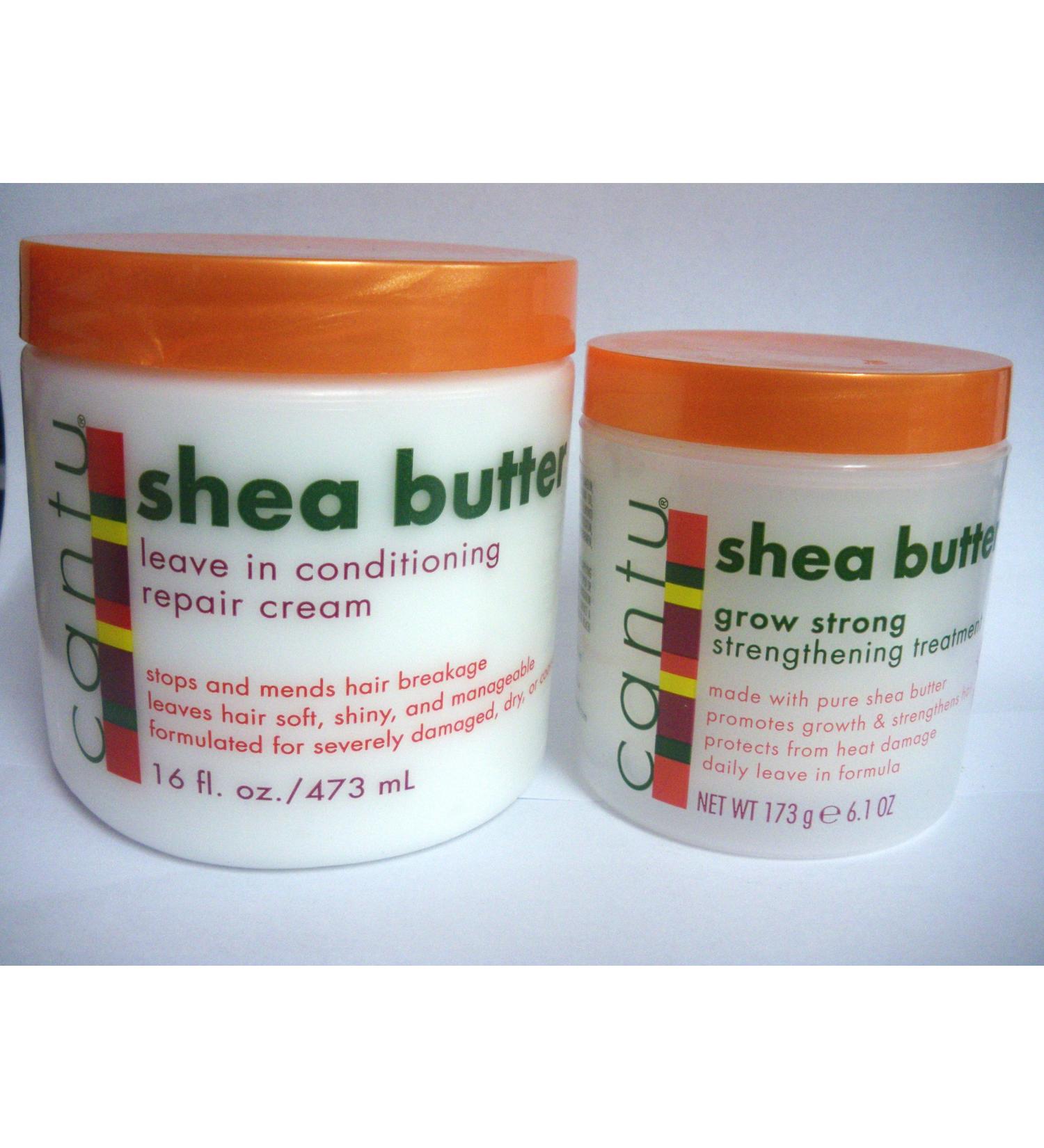 Shea butter leave in conditioning repair cream 473ml + Gro Strong Strengthening Treatment by Cantu
