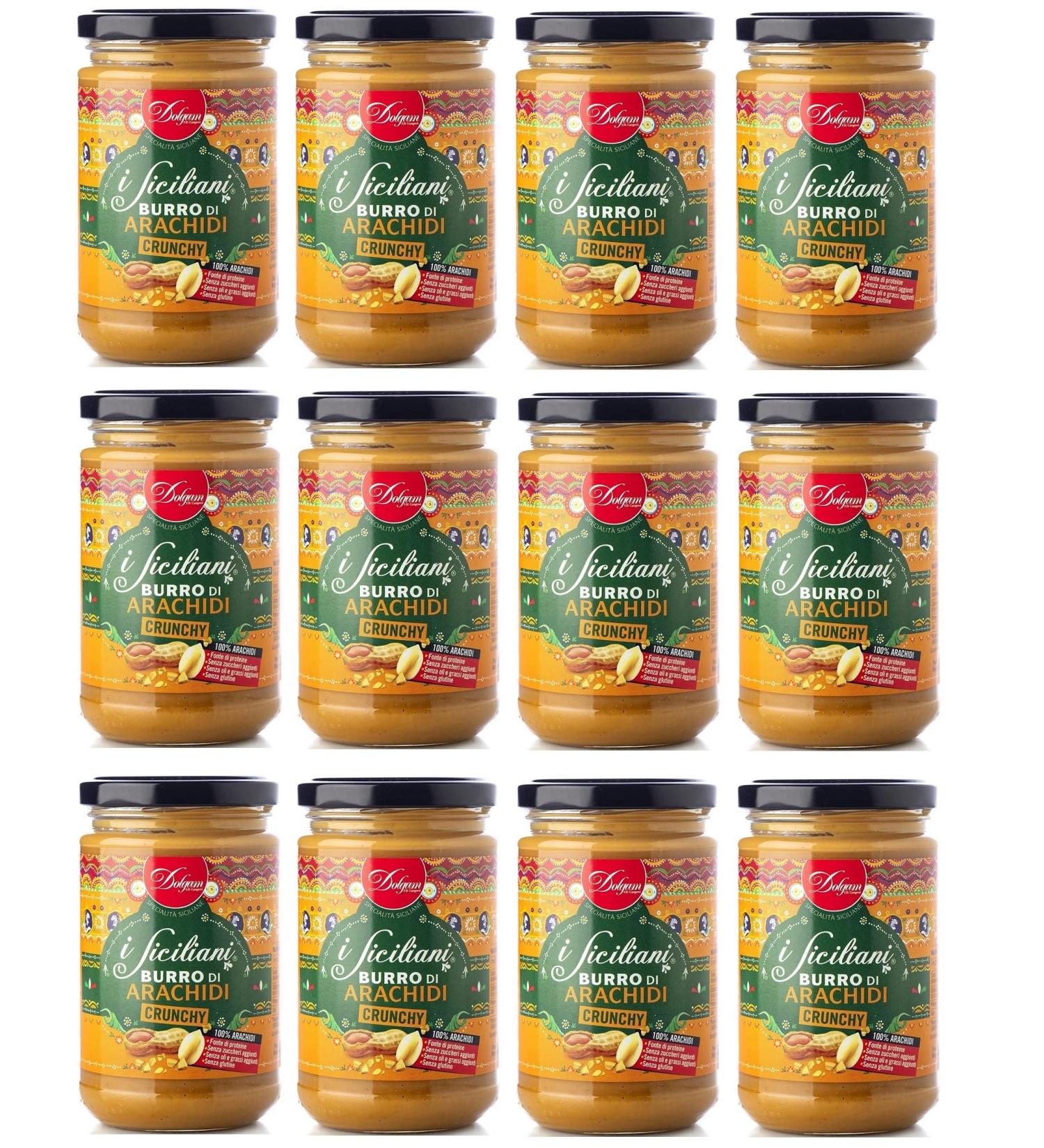 Dolgam I Siciliani Burro di Arachidi Crunchy Peanut Butter Crispy Sicilian Specialities 300 g Glass Jar Spreadable Crispy Peanut Butter Gluten Free - Buy Online on GoSupps.com