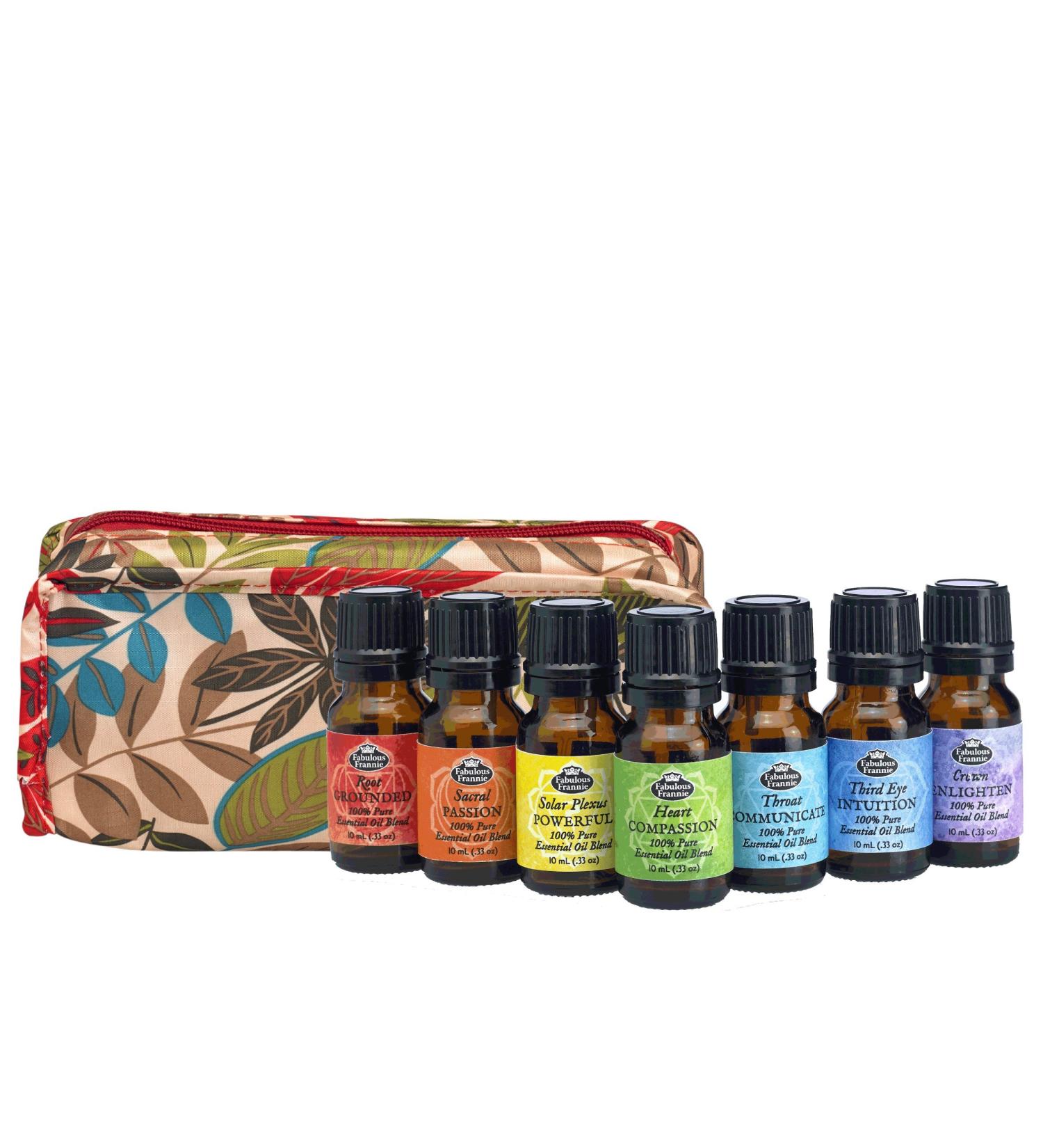 Fabulous Frannie Chakra Gift Pack Pure Essential Oil Blends 7/10ml Includes Travel Case