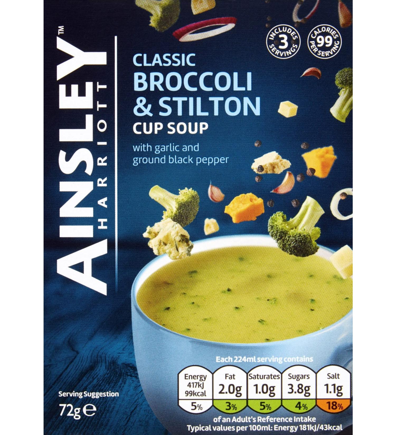 Ainsley Harriott Broccoli and Stilton cup soup 72g (Pack of 8) 72 g (Pack of 8)