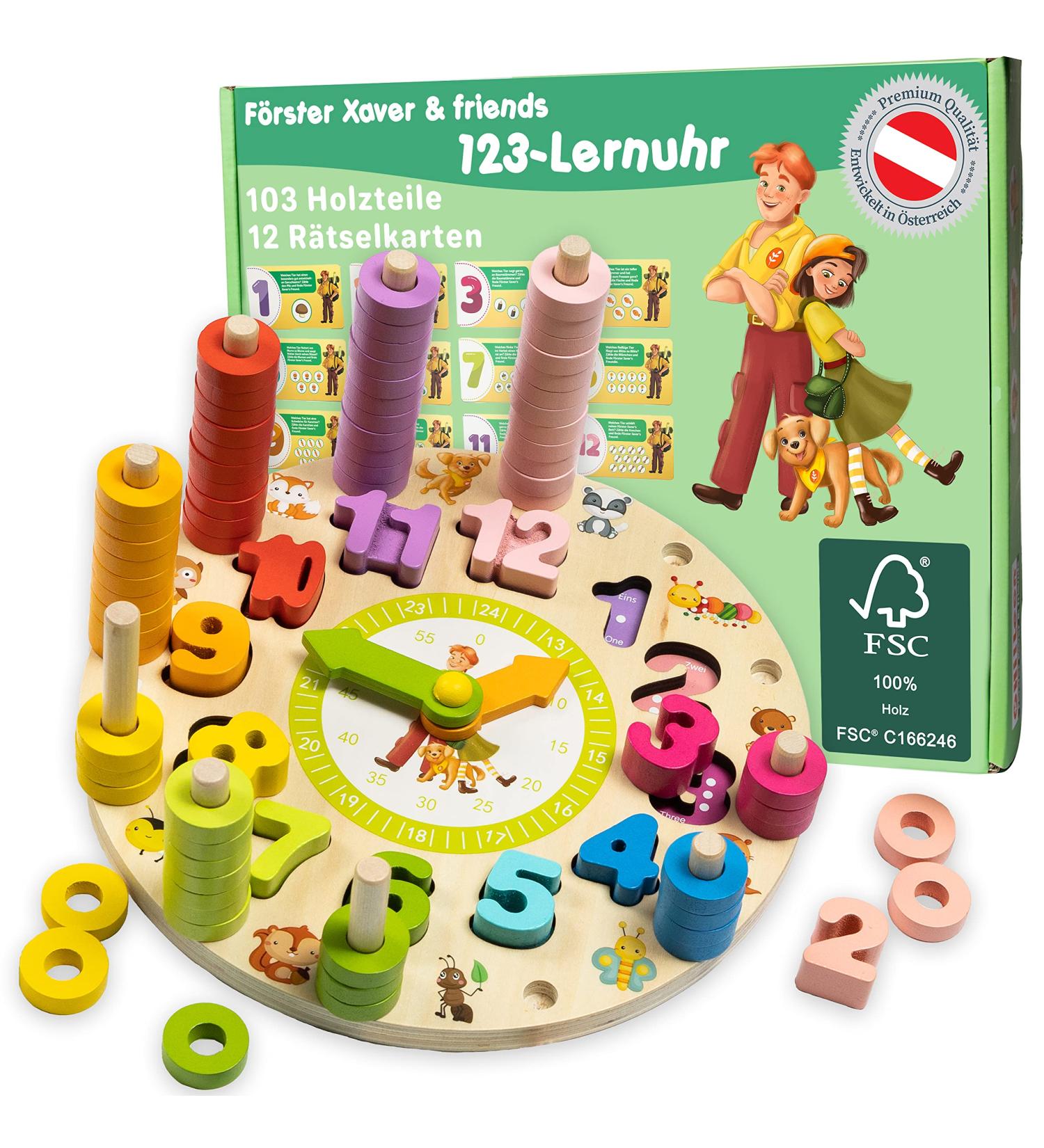 F rster Xaver 2-in-1 Learning Watch | Montessori & Waldorf Toys for 3+ | Educational Wooden Sorting Games - Buy Online on GoSupps.com