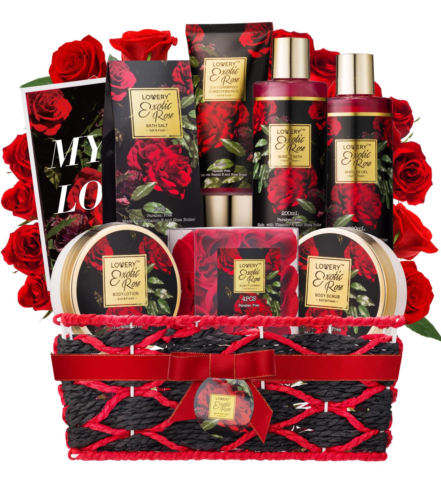 Fathers Day Gifts from Daughter and Son  Spa Bath and Body Gift Set  Exotic Rose Gift Basket for Women & Men  Thank You  Birthday  Mom  Personalized Gifts with Body Scrub  Bubble Bath  Lotion & More - Buy Online on GoSupps.com