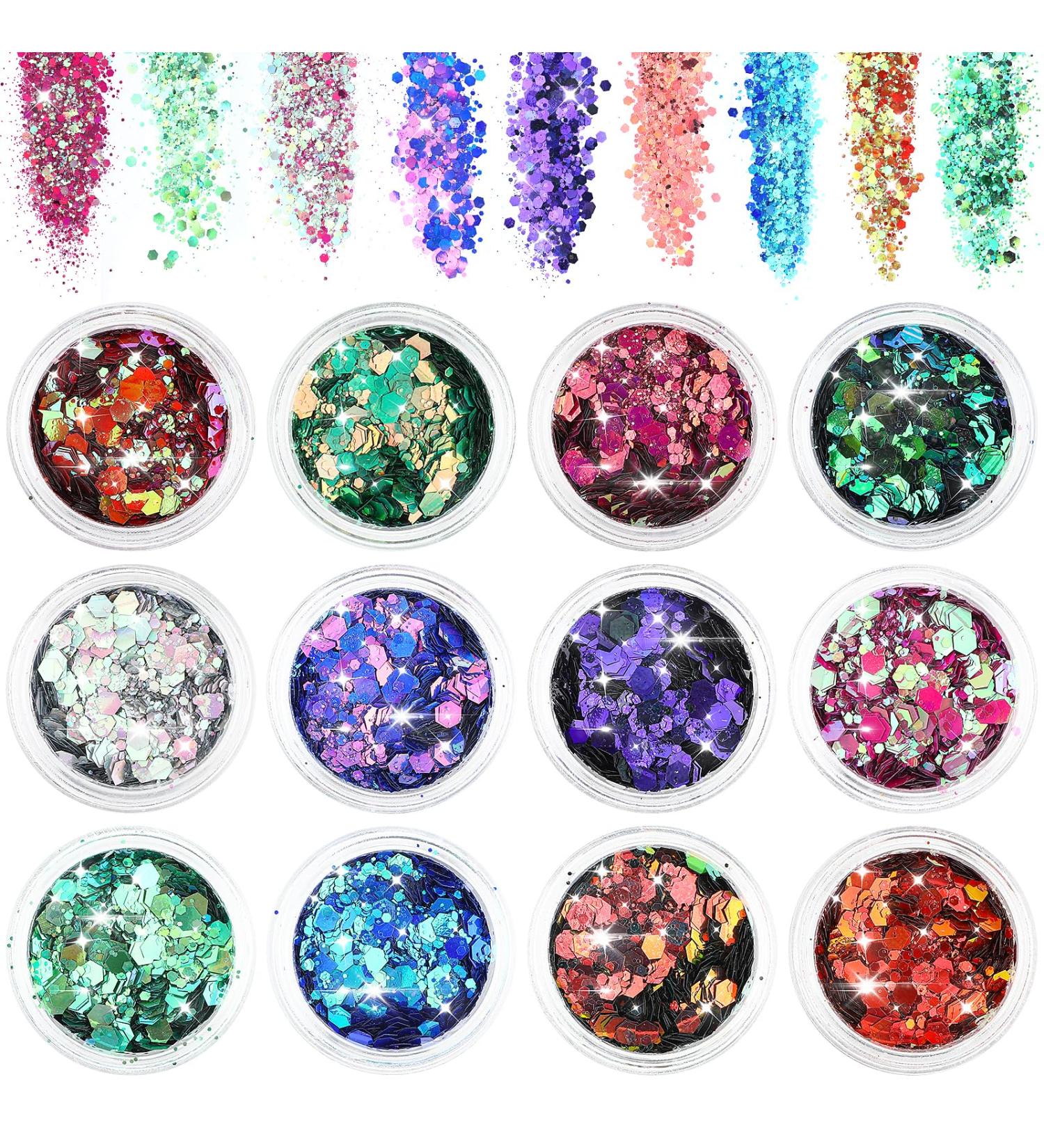 Shop Giantree 12 Colors Face & Body Glitter Set | Festival Makeup & Nail Accessories | Perfect for Music Festivals & Masquerade Parties - Buy Online on GoSupps.com