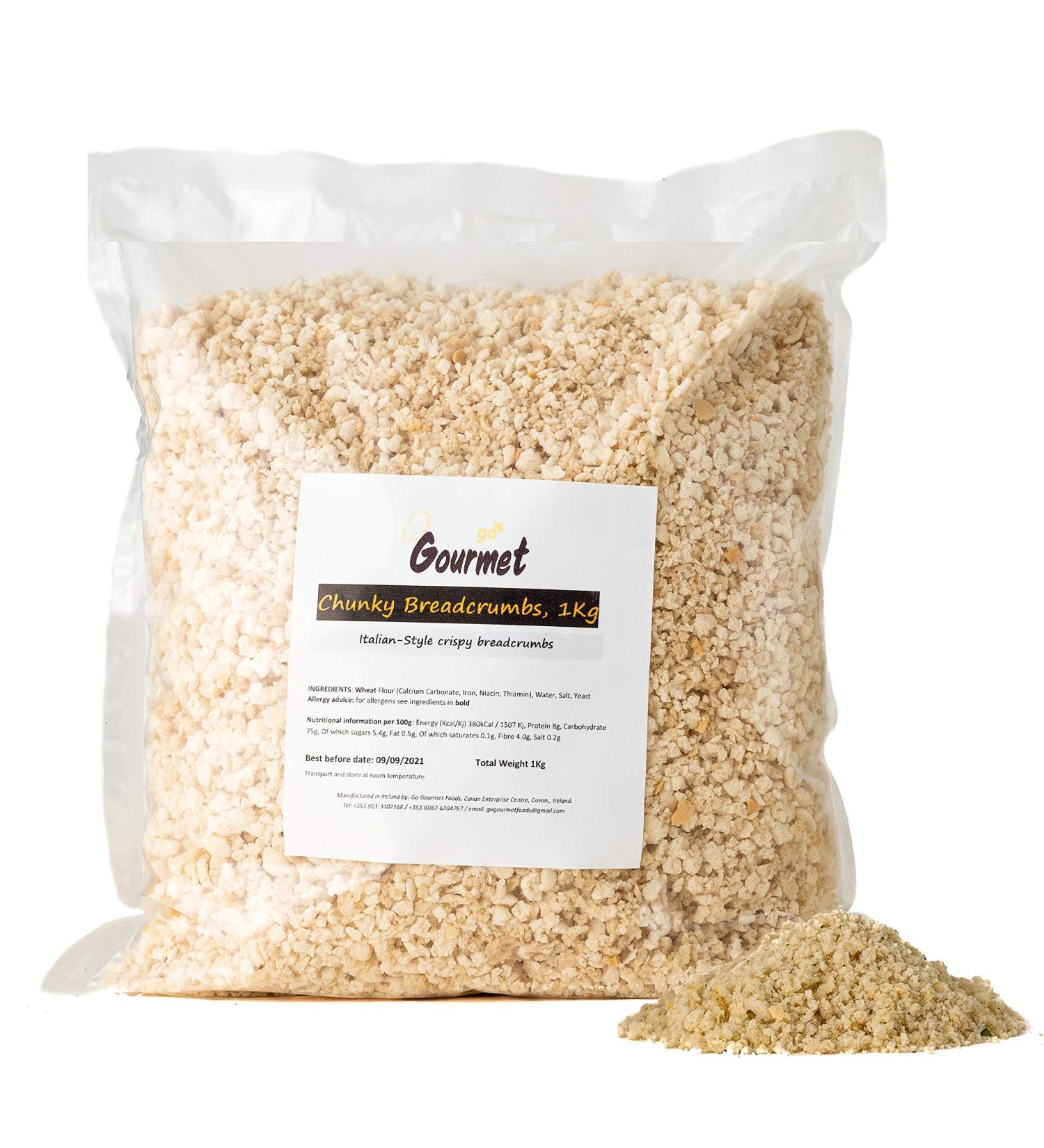 Go Gourmet Chunky Breadcrumbs - All-Purpose Bread Crumbs for Fried Chicken Coating Stuffing Mix or Crunchy Gratin Topping - Adds a Delicious Crunch to Your Meals - 1kg Bulk Bag - Buy Online on GoSupps.com