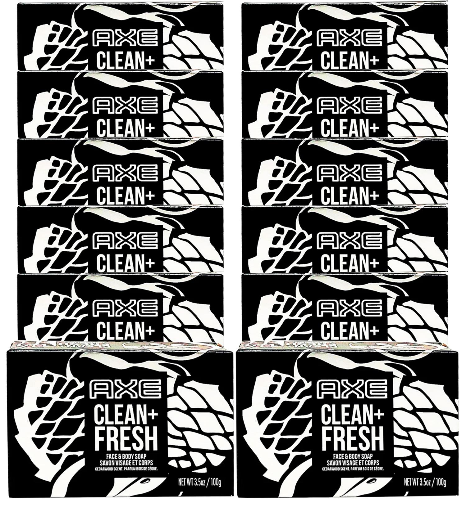 AXE Bar Soap for Men Clean + Fresh Moisturizing Bar Soap for Face and Body 3.5 oz (Pack of 12)