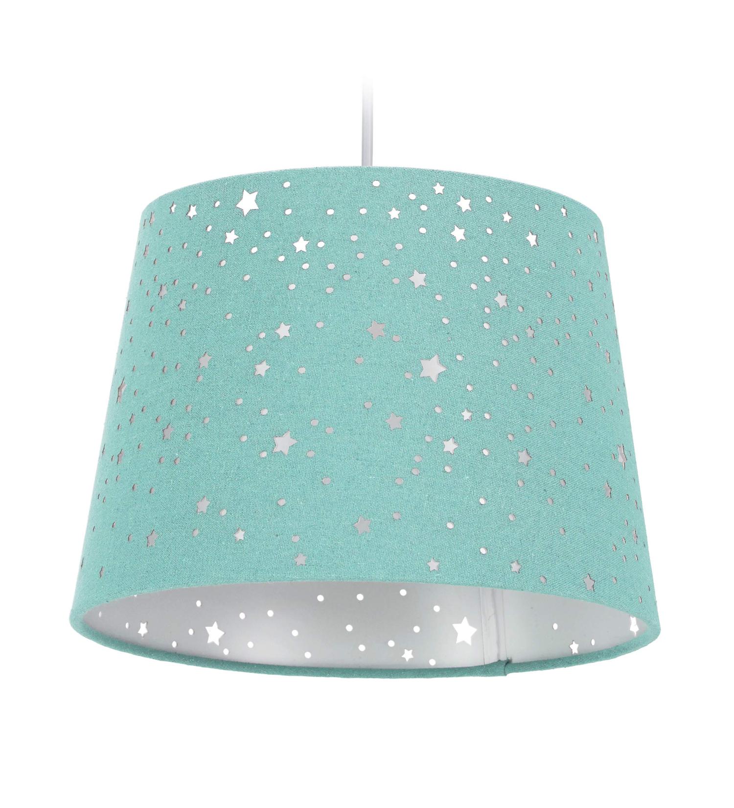 Relaxdays Children's Room Lamp - Starry Sky Hanging Lampshade for Boys & Girls | E27 Mint Fabric Shade - Buy Online on GoSupps.com