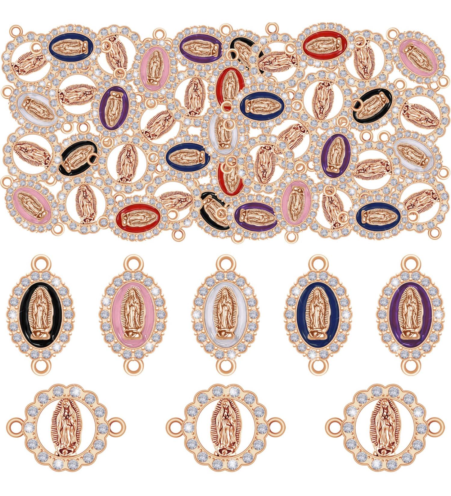36Pcs Alloy Enamel Virgin Mary Charms with Rhinestones - DIY Jewelry Making Charms for Bracelet Pendant - Mixed White Rhinestones - Buy Online on GoSupps.com