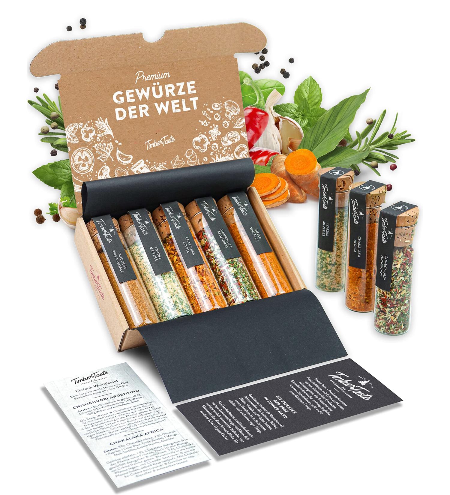 Timber Taste 5 Spices Set | Unique Global Spice Gifts for Him & Her | Unusual Birthday Gifts for Adults | Spice World Tour Gift Set - Buy Online on GoSupps.com