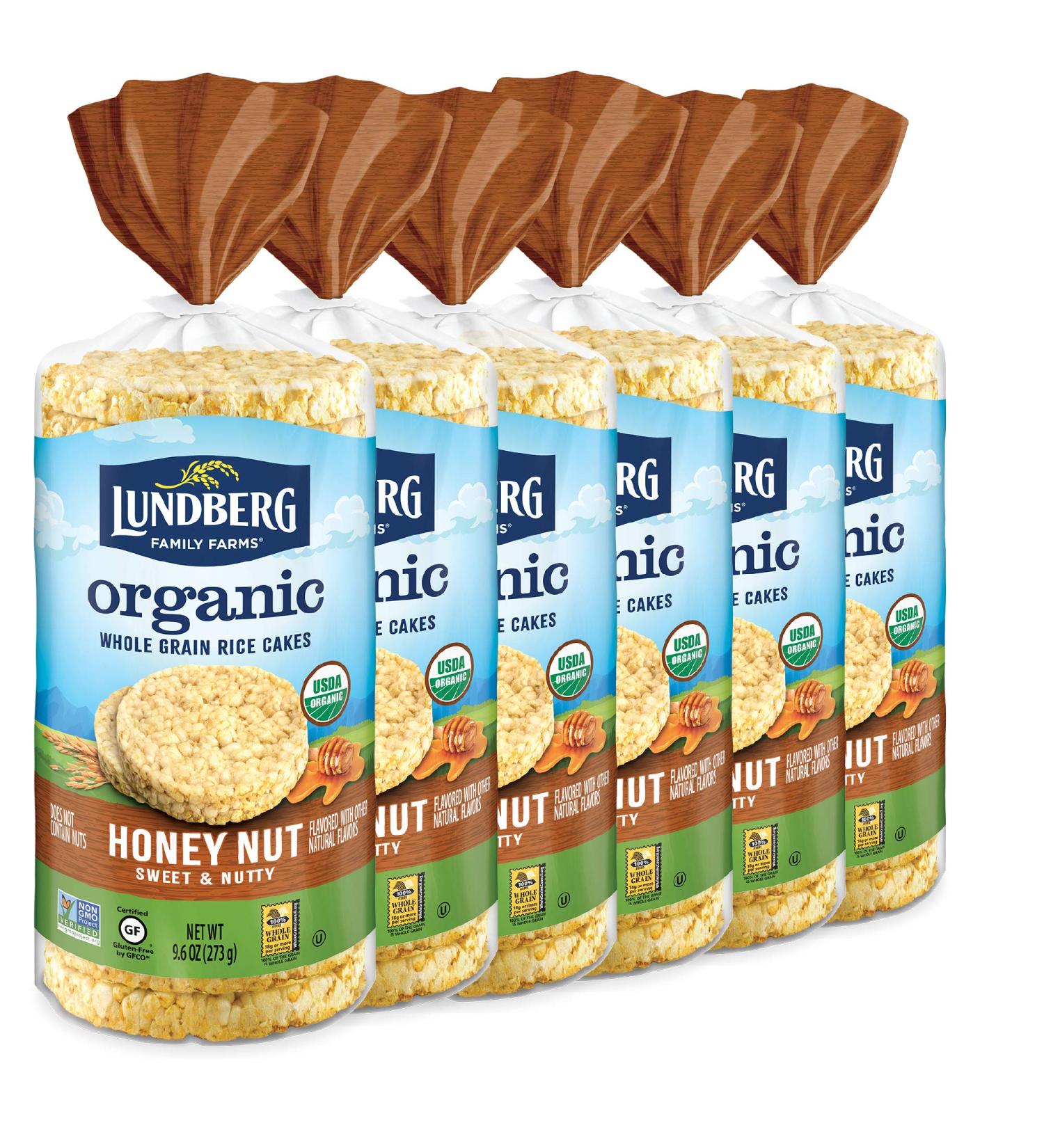 Lundberg Organic Brown Rice Cakes  Honey Nut  9.6 oz (Pack of 6)  Gluten-Free  Healthy Snacks Organic Honey Nut - Buy Online on GoSupps.com