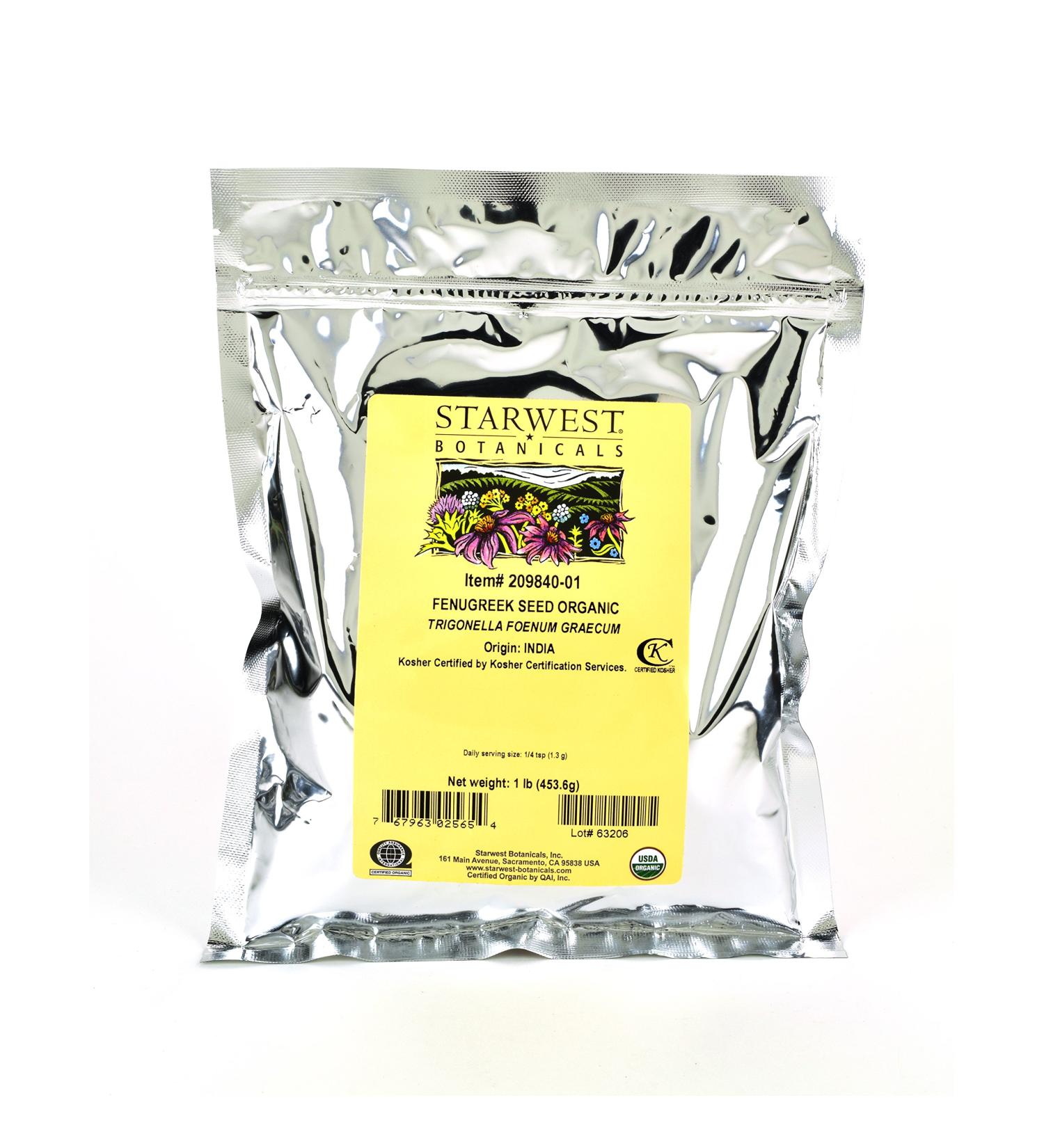 Starwest Botanicals Organic Whole Fenugreek Seed, 1 Pound Bulk Spice 1 Pound (Pack of 1)