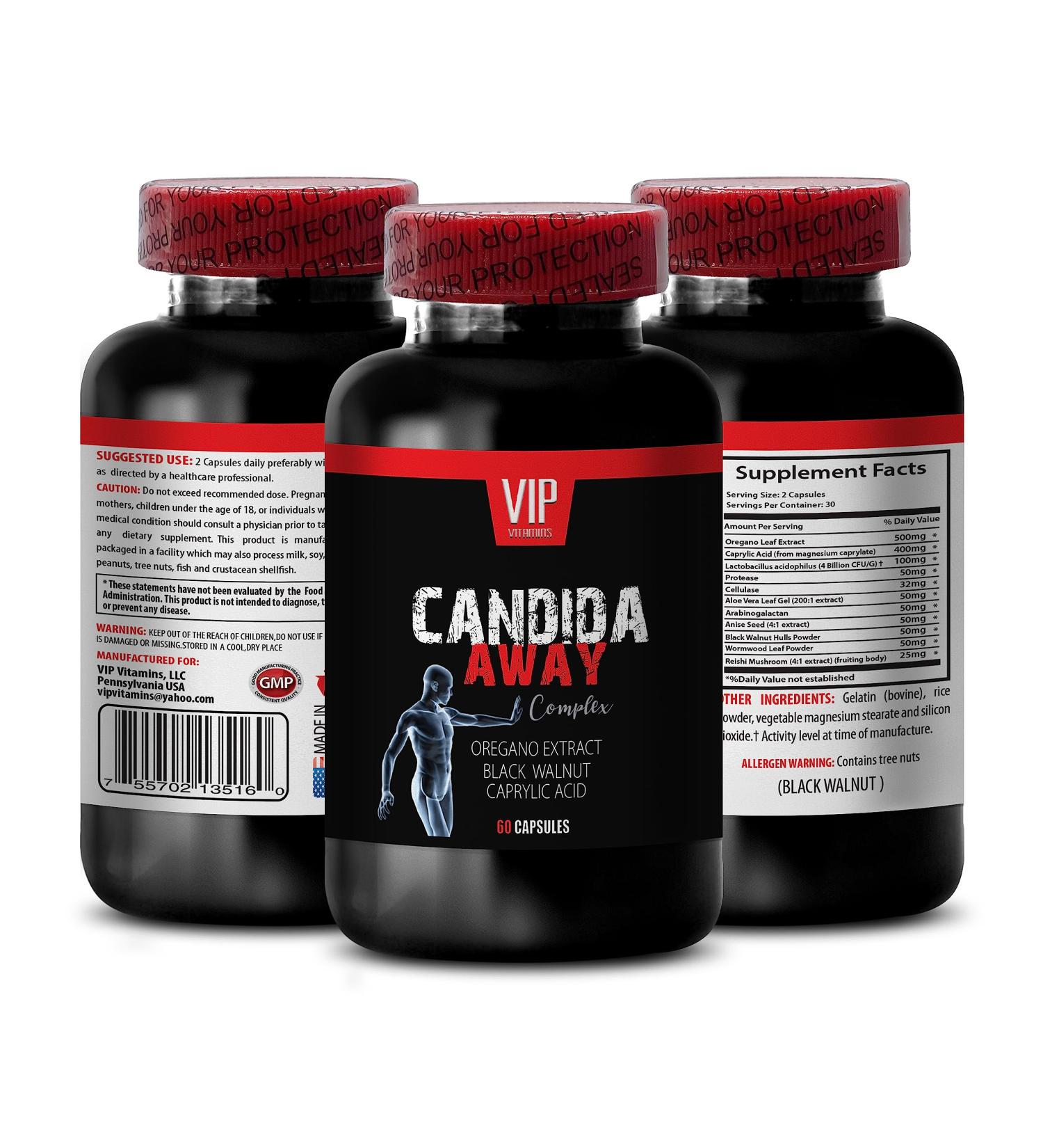 Natural Candida Detox Supplement - Extra Strength Formula with Oregano Oil, Black Walnut Hull - 60 Capsules - Buy Online on GoSupps.com