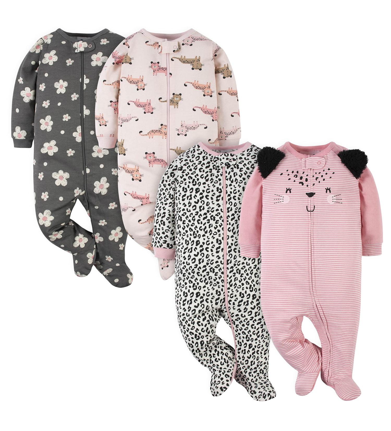 Gerber Baby Infant Toddler Bodysuit Footies - 6-9 Months Leopard Pink - Buy Online on GoSupps.com