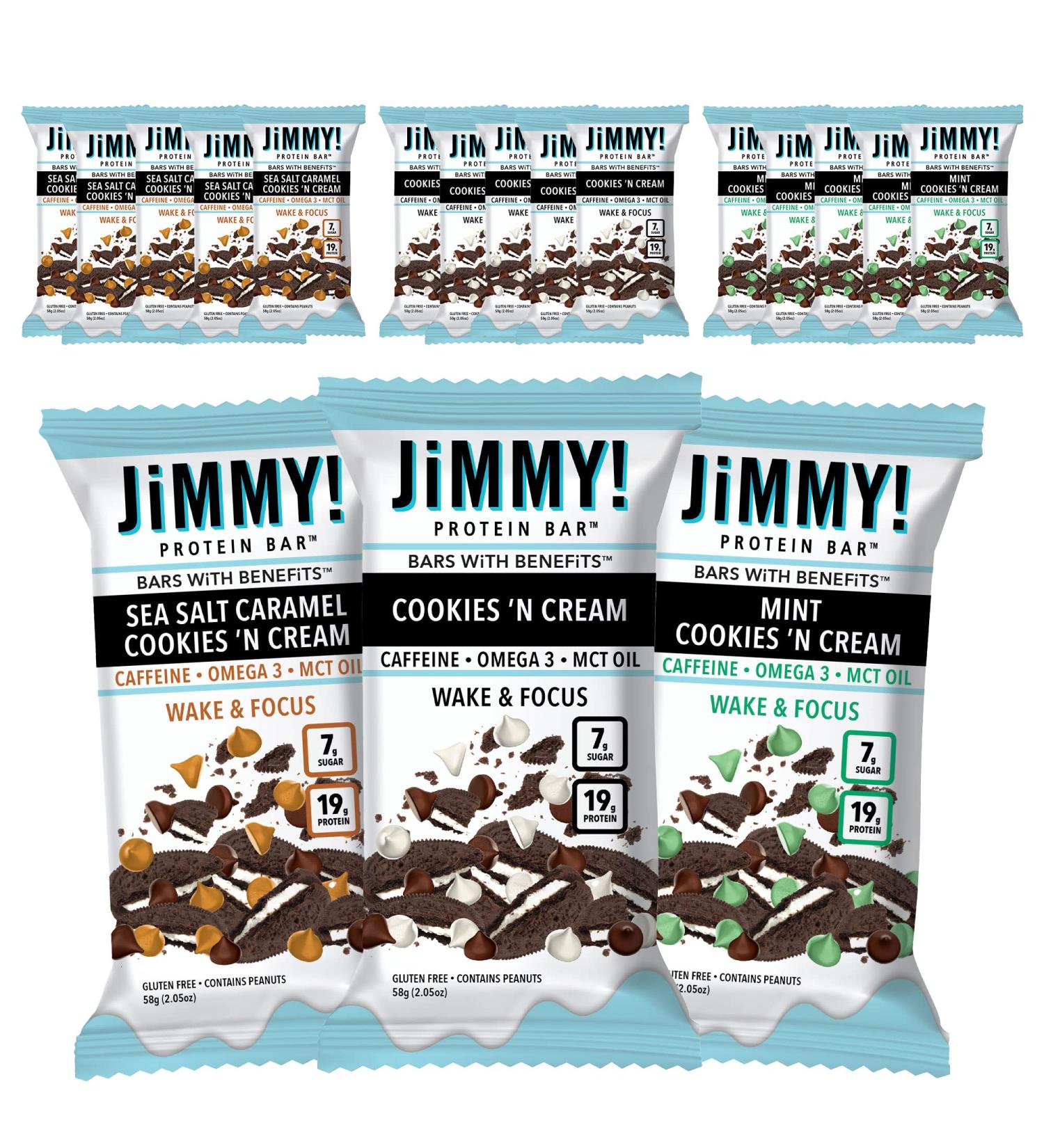 JiMMY! Protein Bars Cookies 'N Cream Variety Box 15 x 58g - Buy Online on GoSupps.com