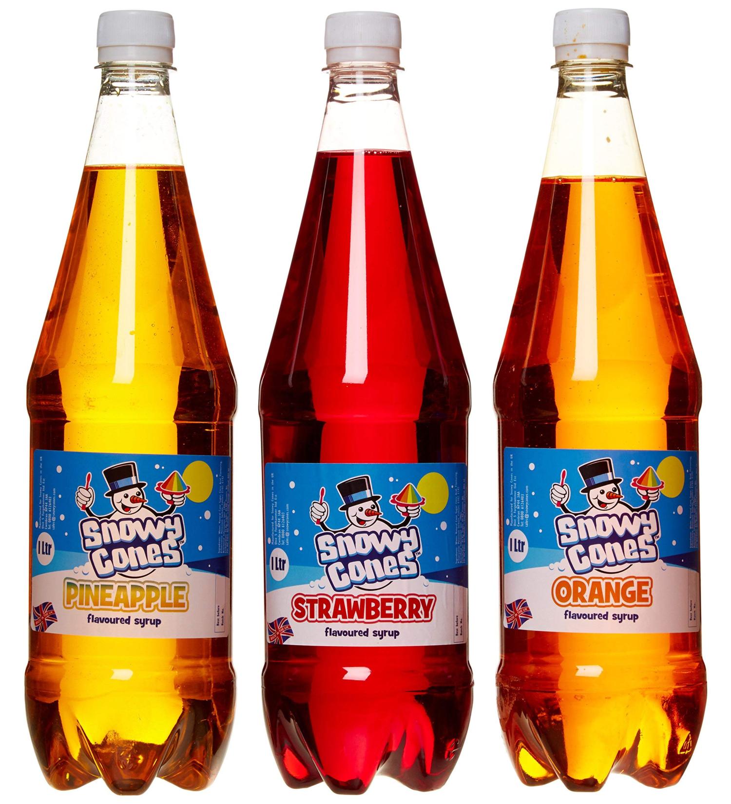 snowycones Snow cone Syrup 3 x 1ltrs Orange Strawberry Pineapple