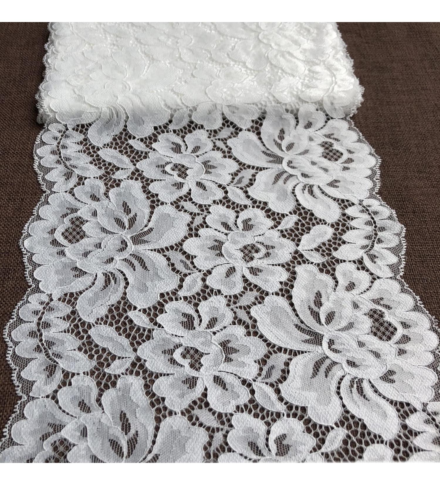 5 Yards Olive Lace 9.5 Inches Wide Stretchy Lace for Bridal Wedding Decorations - Sewing DIY Crafts (7024 White) - Buy Online on GoSupps.com