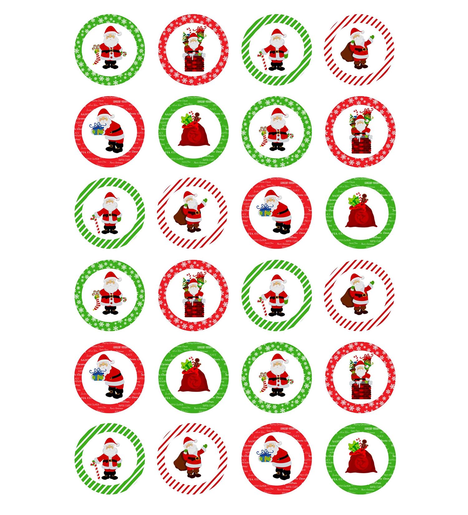 24 edible PRE CUT Christmas Santa framed kids childrens party decoration cupcake toppers on wafer rice paper - Buy Online on GoSupps.com