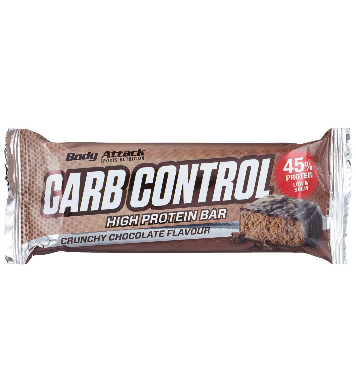 Buy Body Attack Carb Control Protein Bars - Crunchy Chocolate 10x100g Box | Low Carb Snack - International Shipping Available - Buy Online on GoSupps.com