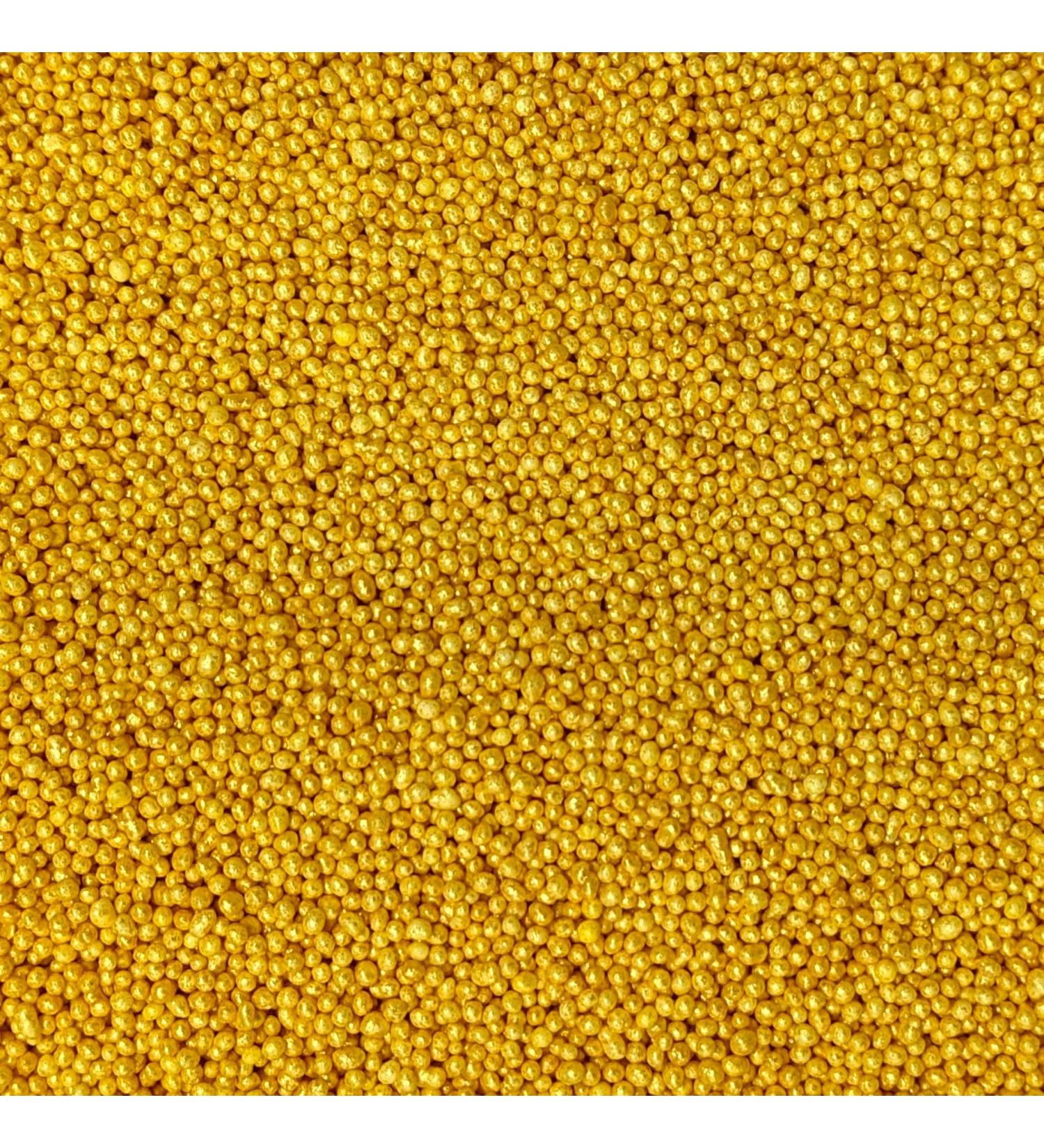 Gold Sprinkles - 35g of Golden Glimmer Cake Sprinkles Toppers Decorations 100s 1000s Mini Balls Nonpareils Christmas