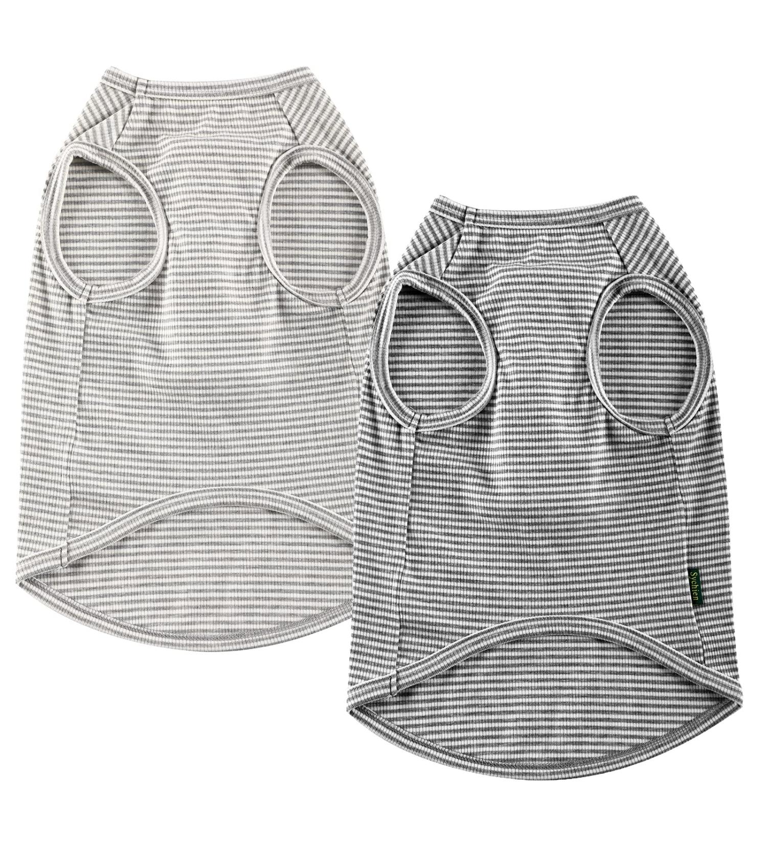 Stylish Sychien Dog Shirt - Soft Combed Cotton T-Shirt for Small Dogs Kittens & Puppies - Gray Striped Size S - Buy Online on GoSupps.com