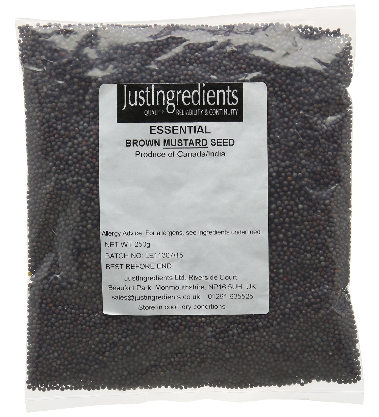 JustIngredients Essentials Black/Brown Mustard Seeds 250 g - Buy Online on GoSupps.com