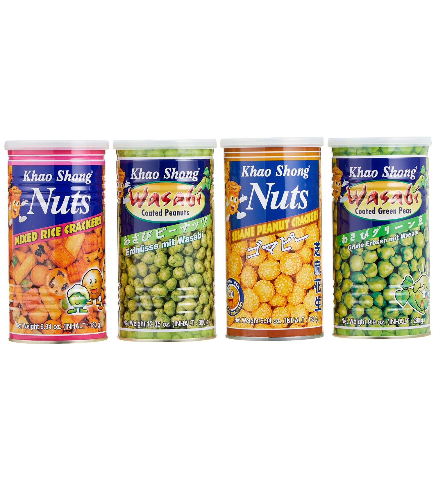 Khao Shong Snack Mix Box - Crispy Crackers Peanuts & Beans 990g (4 Cans) - Perfect On-the-Go Snack - Japanese Mix - Buy Online on GoSupps.com