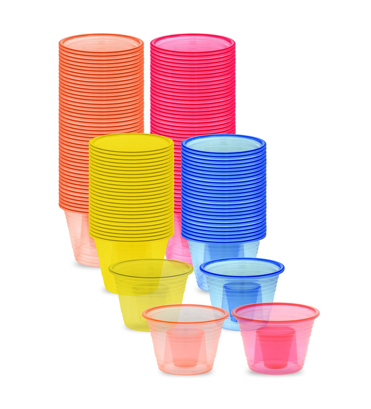 150 Assorted Neon Colors Disposable Plastic Party Bomber Shot Cups - Jager Bomb Glasses 150 Ct - Buy Online on GoSupps.com