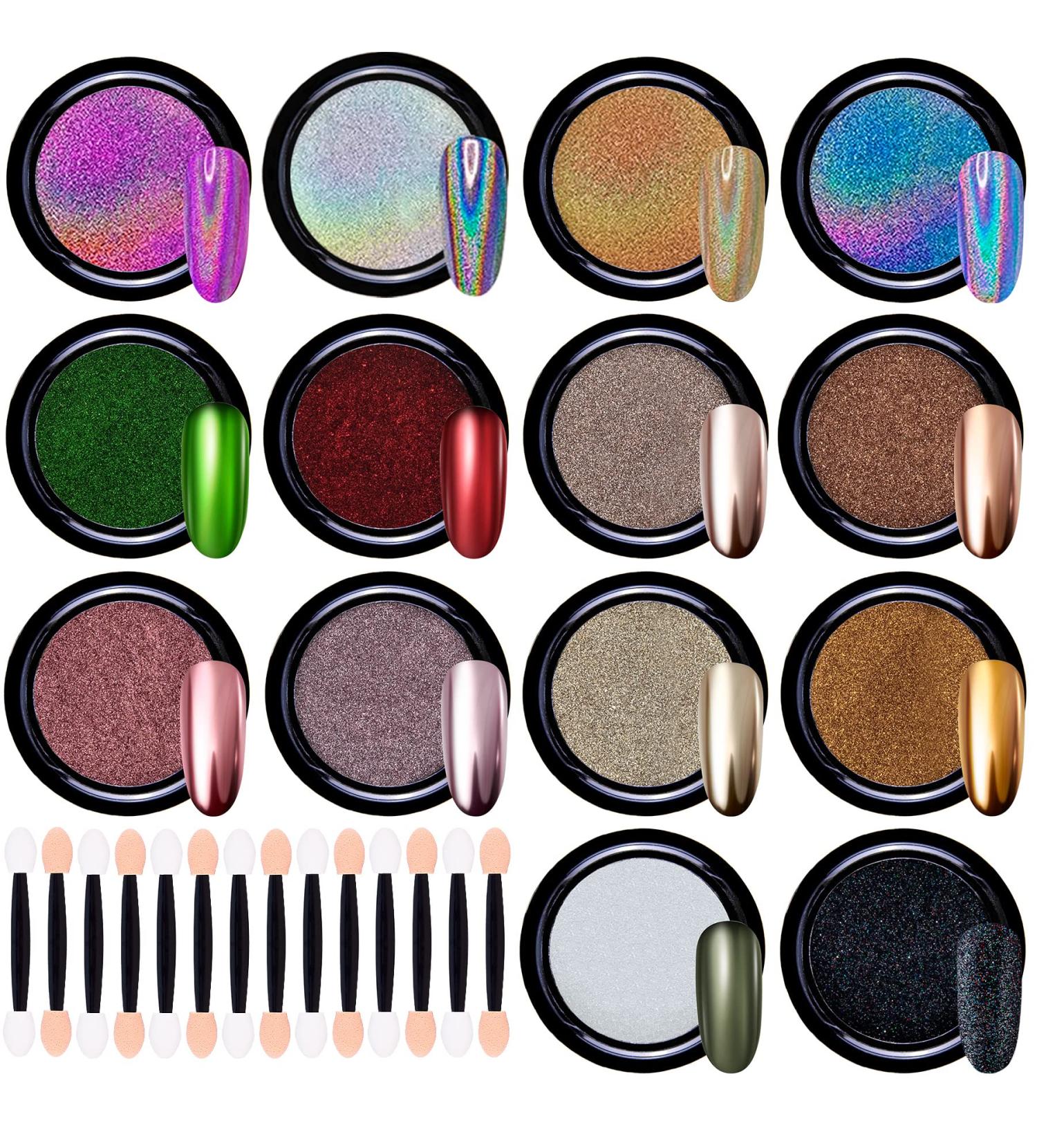 Duufin Chrome Nail Powder - 14 Colors Holographic Metallic Glitter for Manicure Art | International Shipping - Buy Online on GoSupps.com