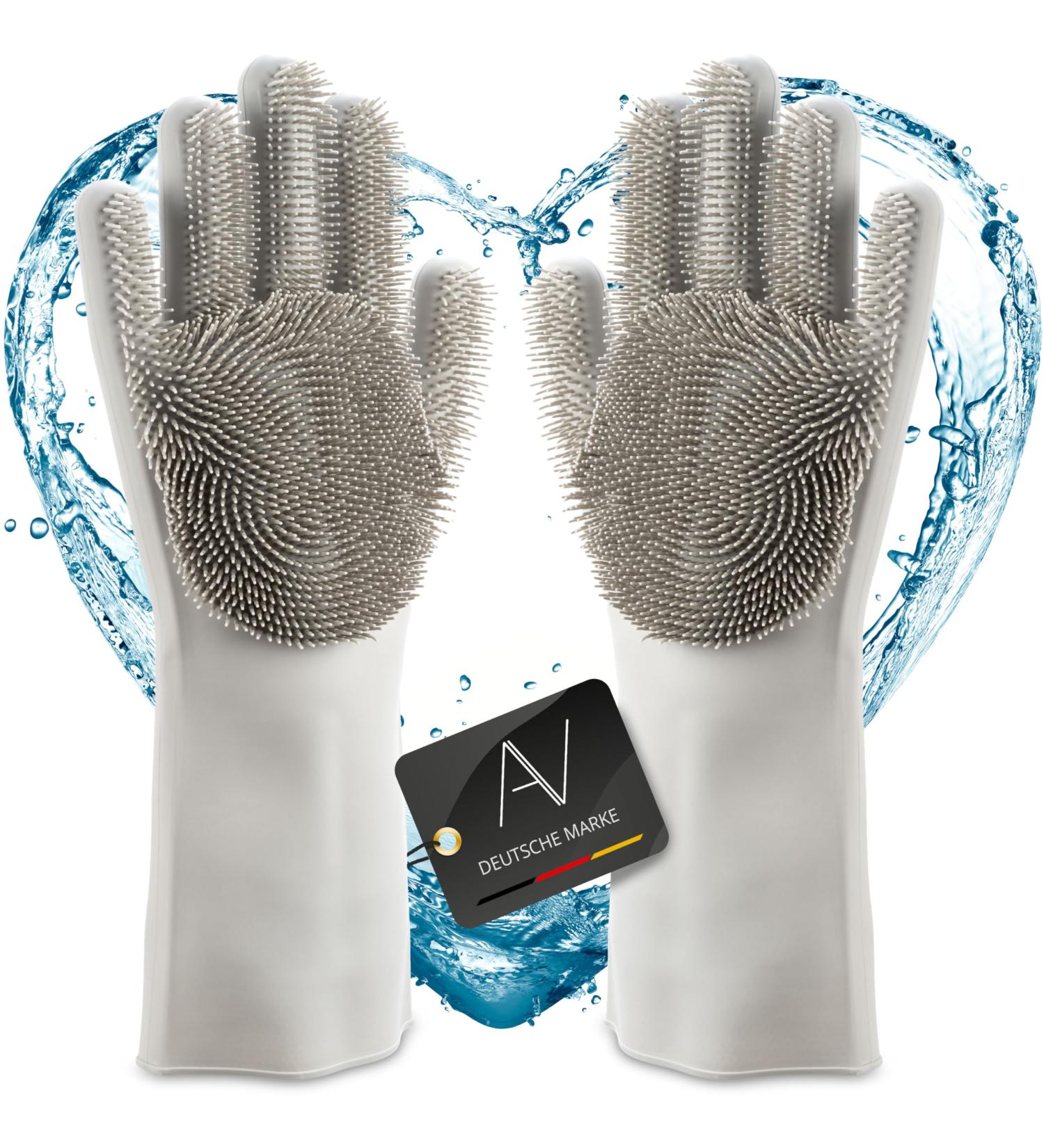 Avana Silicone Rinse Cleaning Gloves | Heat-Resistant Wash Scrubber for Home & Animal Care | Gray - Buy Online on GoSupps.com
