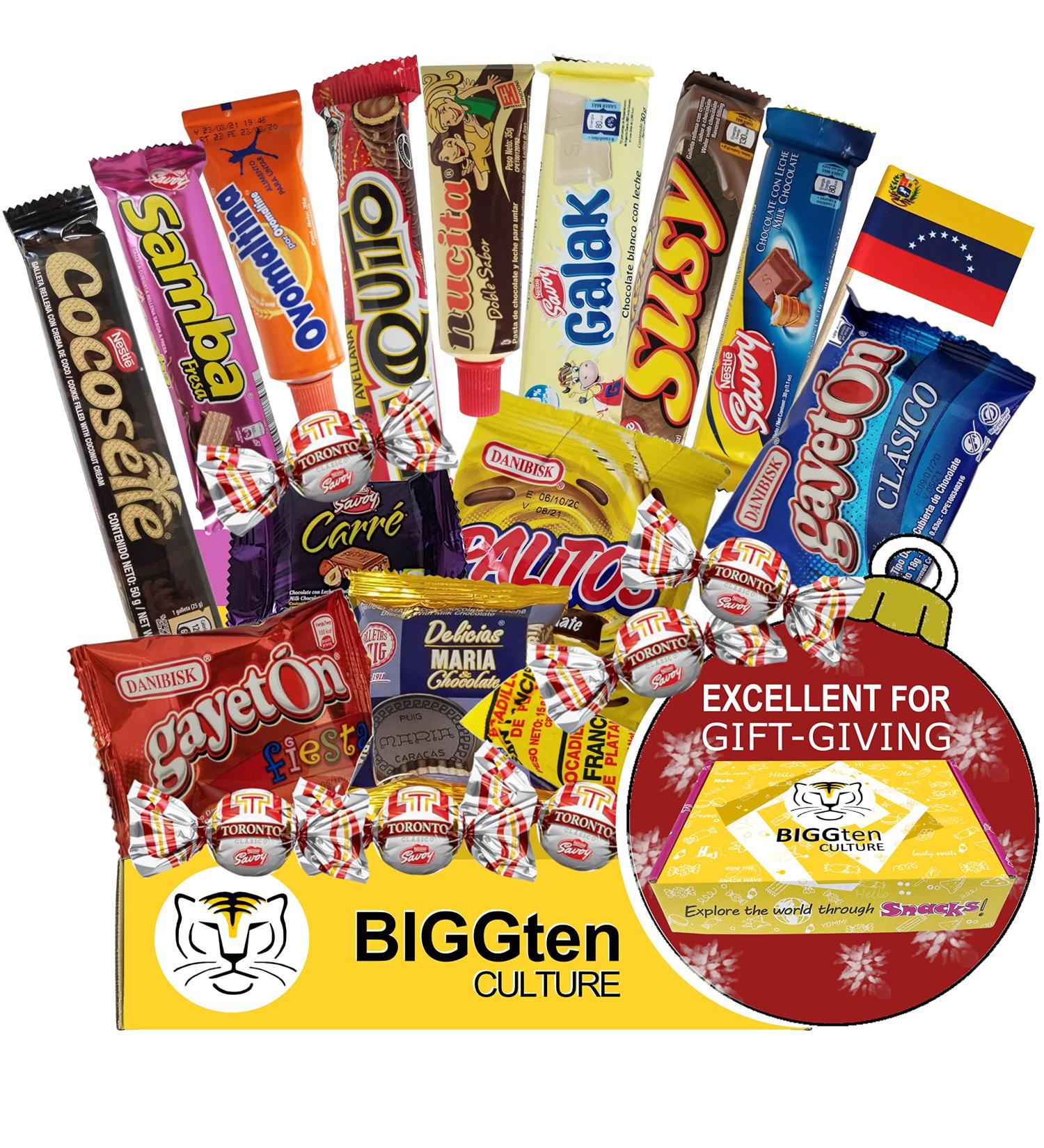 Venezuelan Sweet Snacks Gift Box - International Treats Assortment - Wafer Cookies, Chocolates, Cocosette, Susy, Toronto, Nucita, Galak, Bocadillos & More (20 Count) - Buy Online on GoSupps.com