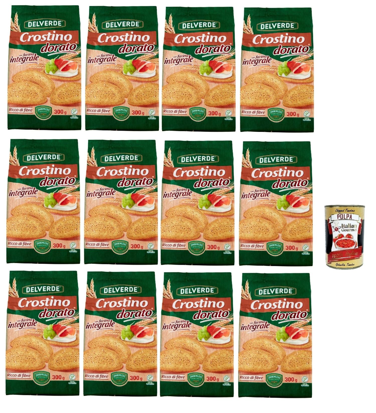  Italian Gourmet E.R. Buitoni Crostino con farina Integral croutons with whole wheat flour 12 x 300 g rich in fibre + Italian Polpa Gourmet 400 g - Buy Online on GoSupps.com