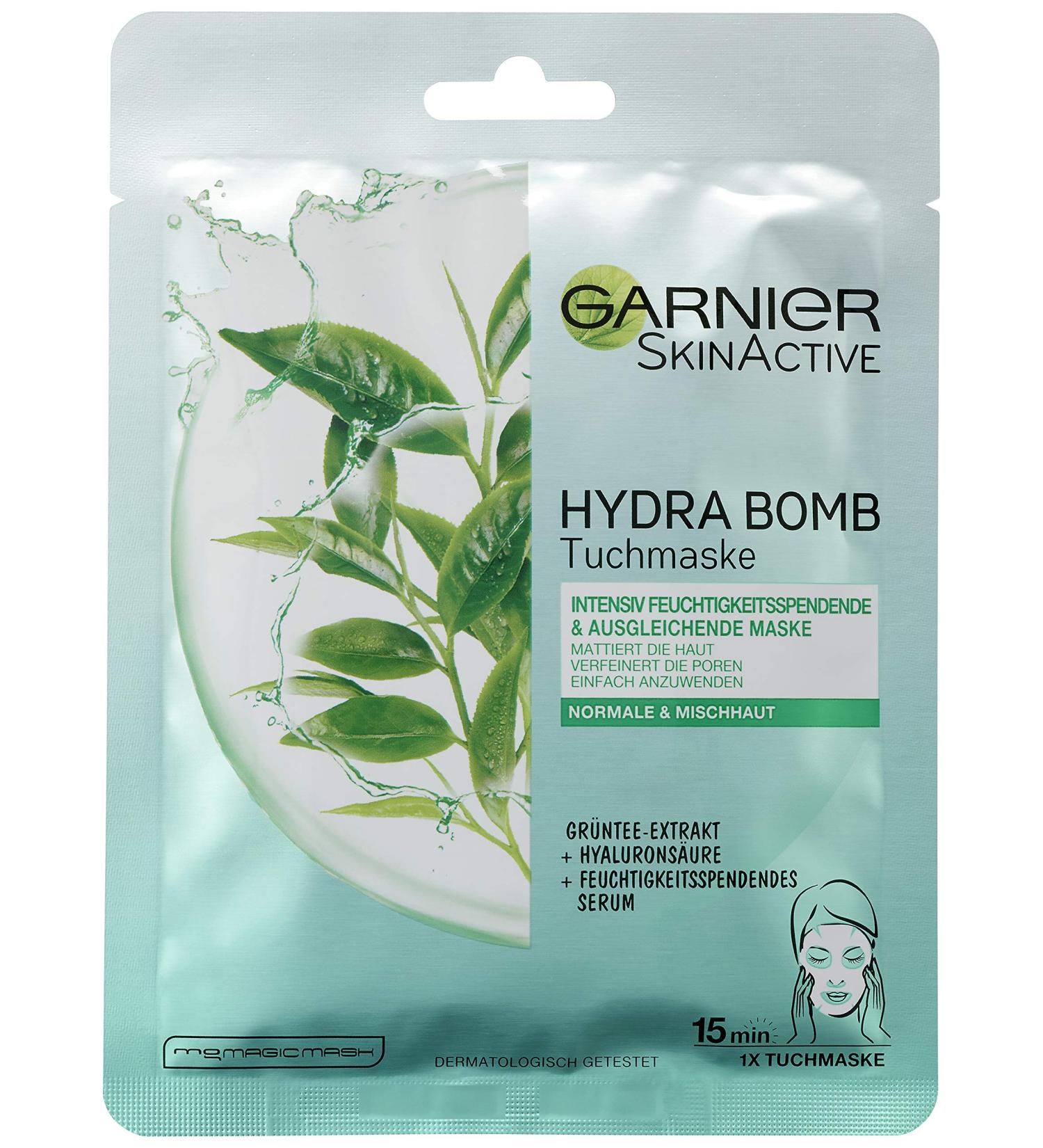 Buy Garnier Hydra Bomb Sheet Mask - Hyaluronic Acid Green Tea Extract Moisturizing Serum - 5 Pieces | Best International Shipping - Buy Online on GoSupps.com
