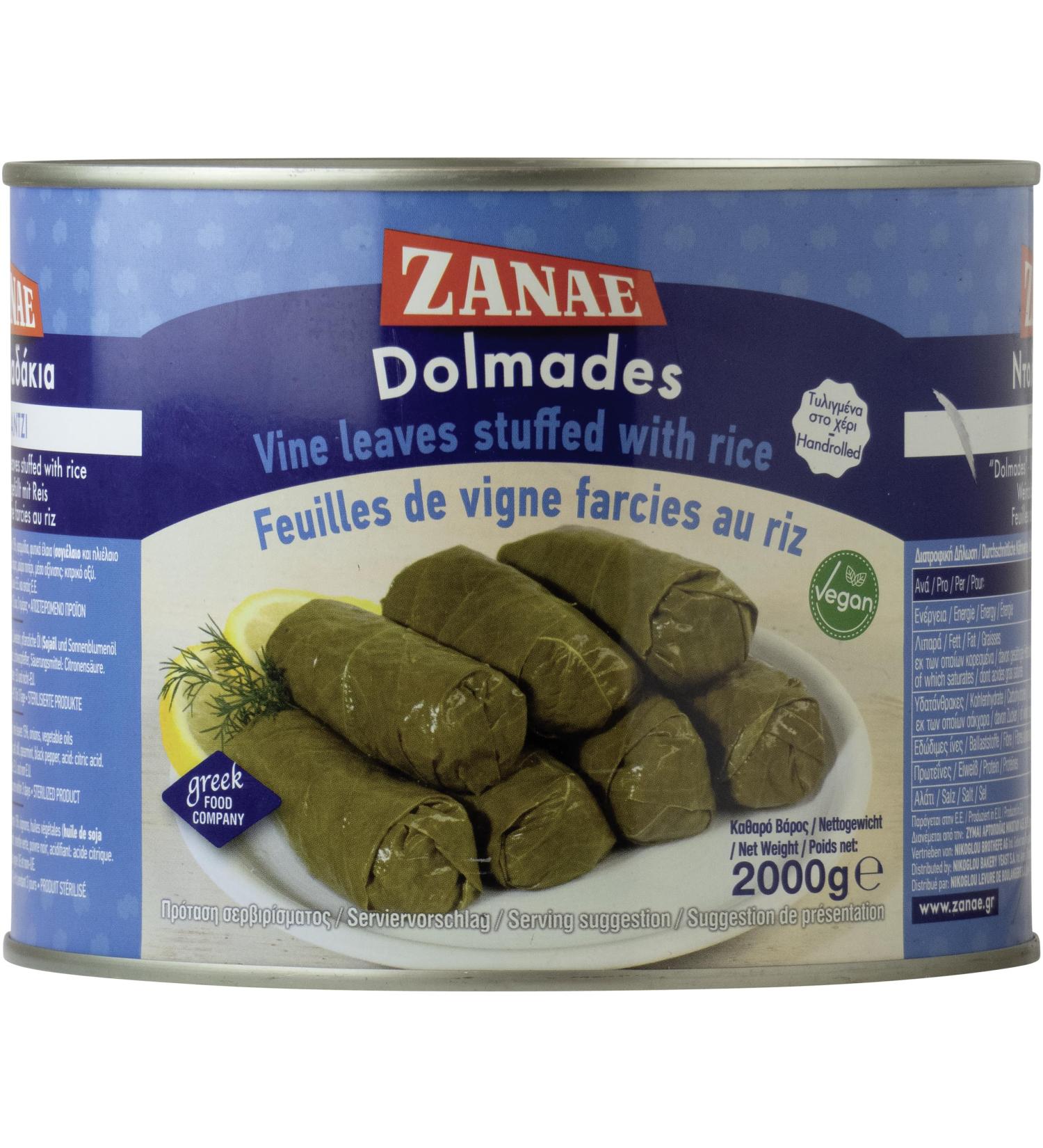 Zanae Vine Leaves Stuffed with Rice 6 Packs of 2 kg