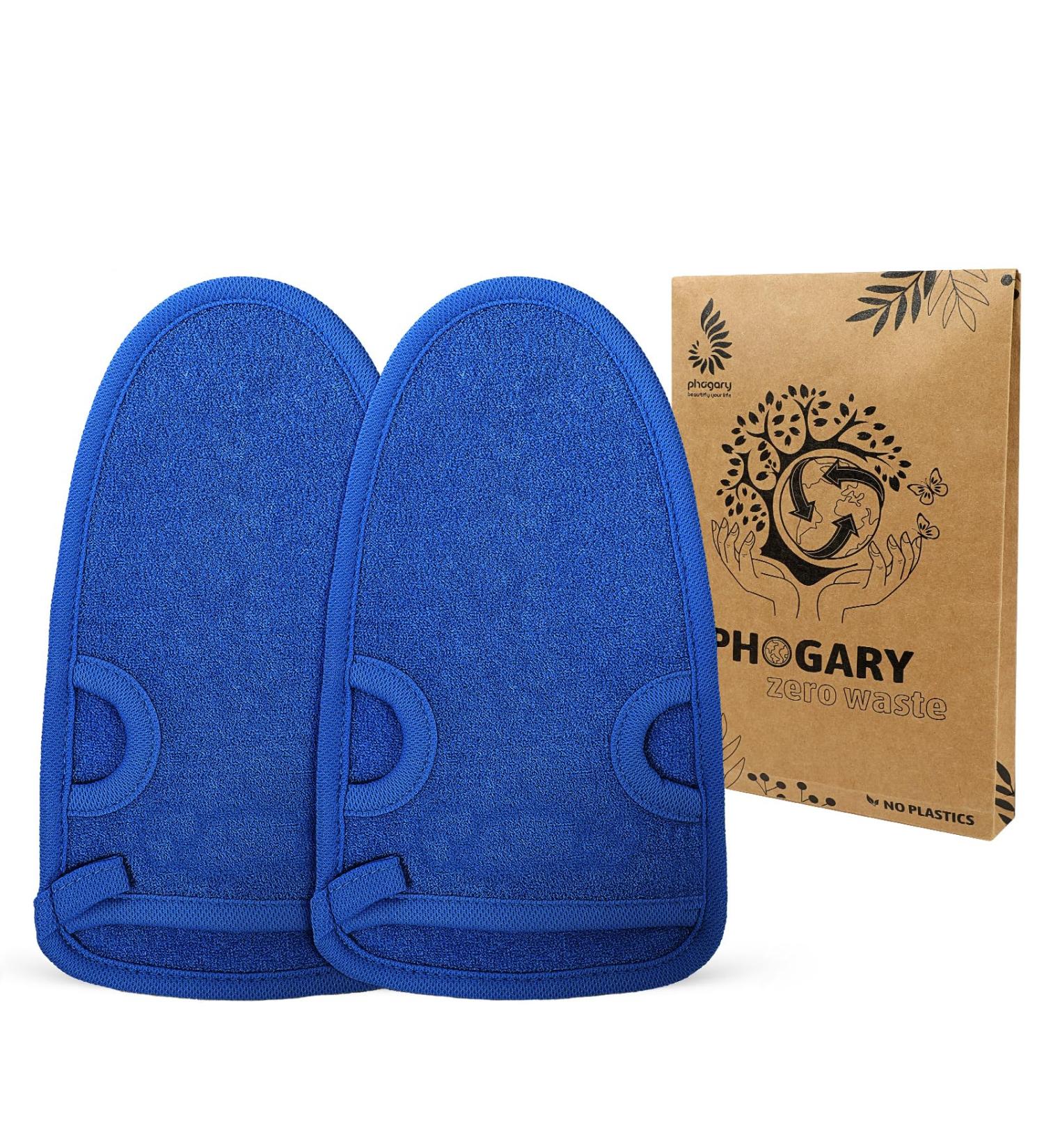 2-Piece Blue Peeling Glove Set for Body & Face - Perfect for Hammam Sauna and Shower Exfoliation | Massage Gloves for Smooth Skin - Buy Online on GoSupps.com