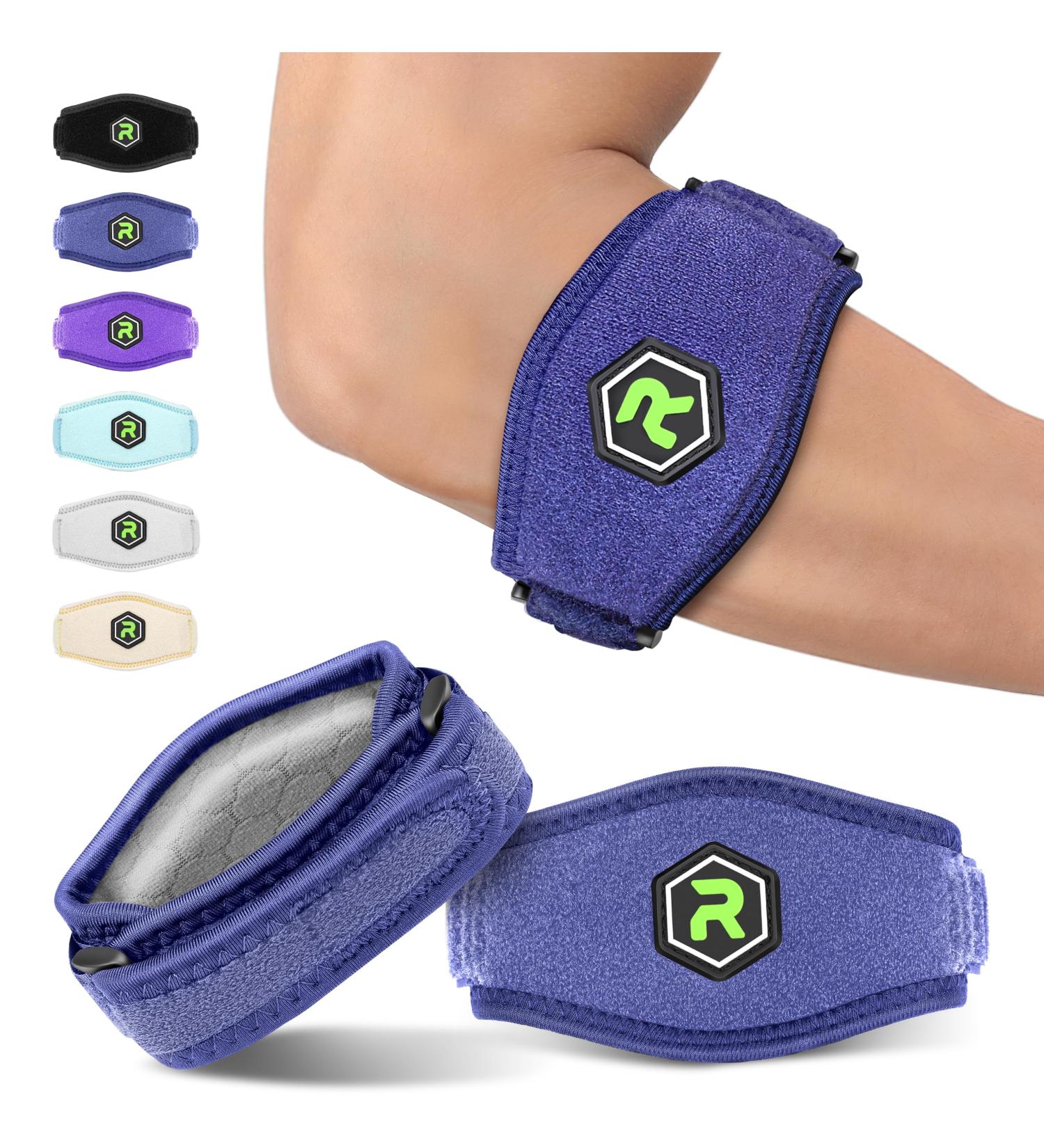 Rakiie Elbow Bandage 2-Pack - Silicone Pads for Tendon Support & Pain Relief - Dark Blue - Ideal for Tennis Elbow & Tendonitis - Buy Online on GoSupps.com