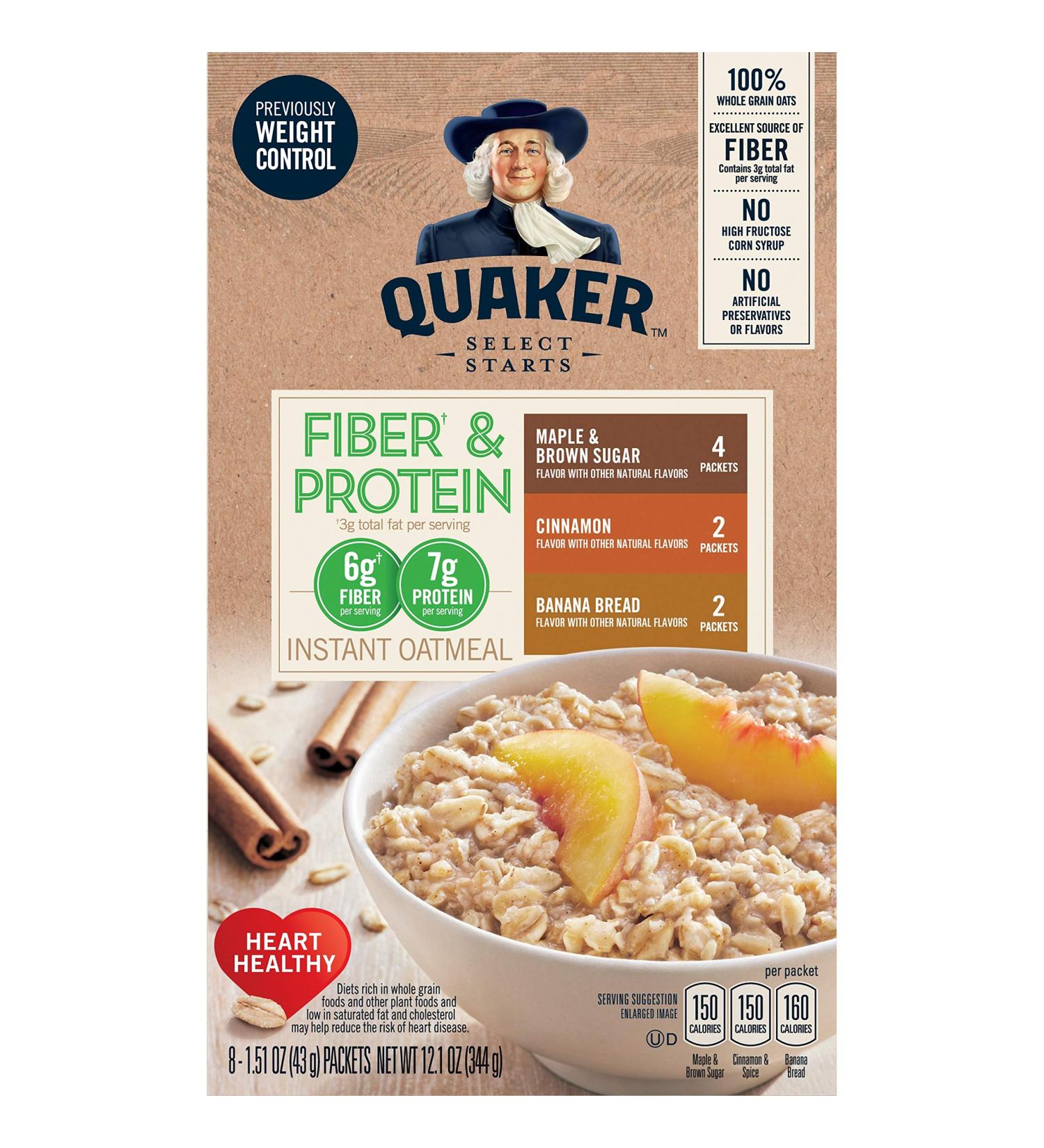 Quaker Instant Oatmeal Fiber & Protein Variety Pack - 32 Individual Packets - Buy Online on GoSupps.com