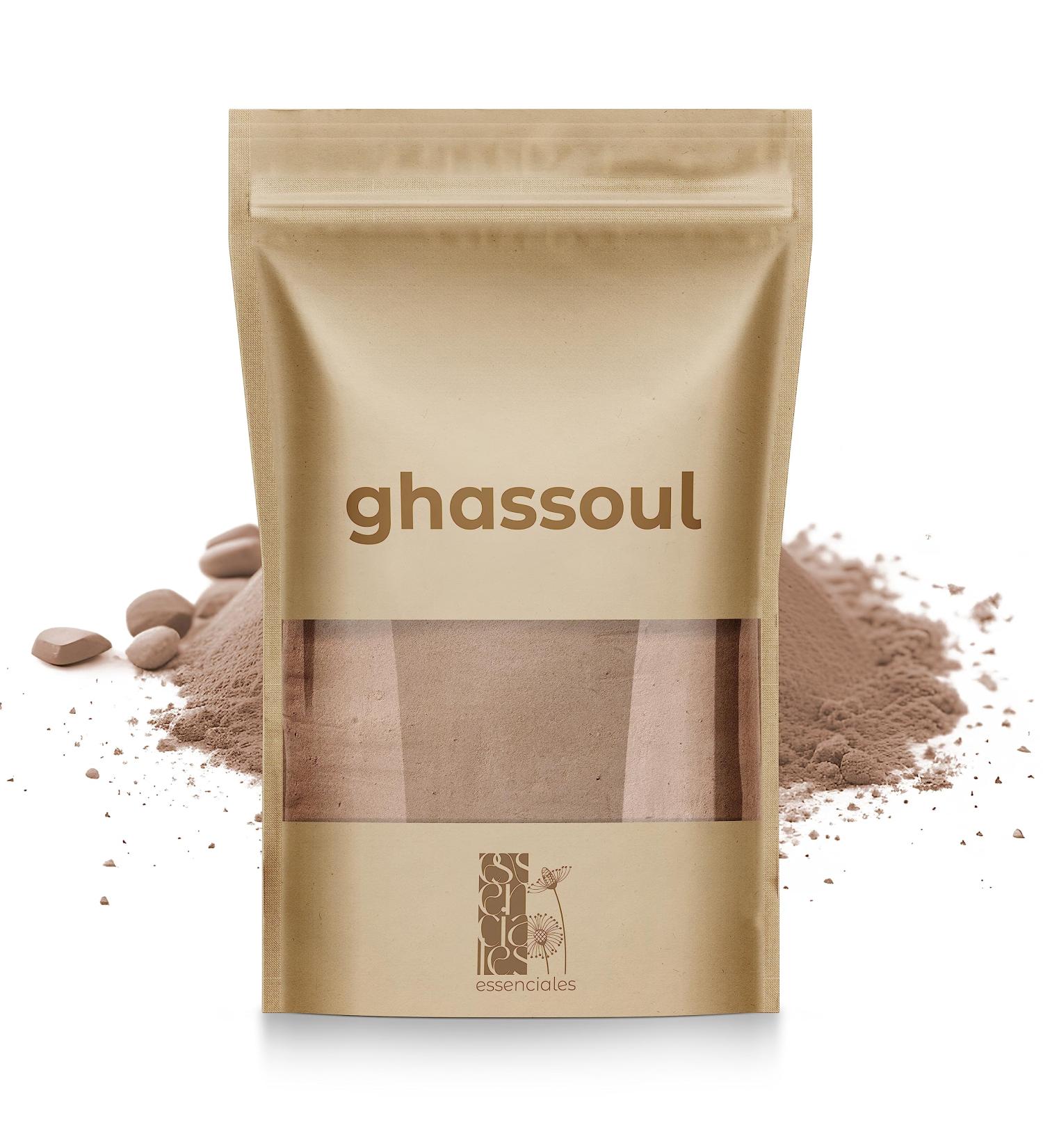 Ghassoul Moroccan Lava Clay Powder 500g - Natural Mineral Clay for Hair Washing Body Care & Peeling - ESSENCIALES - Buy Online on GoSupps.com