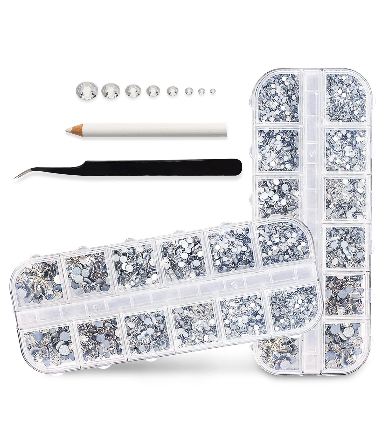 Alourity Rhinestones Set - 8250 Pcs in 8 Sizes with Storage Boxes, Tweezer & Picking Pen - Lead-Free & Easy to Use for Crafts, Nails, Shoes, Bags - DIY & Gifting - Buy Online on GoSupps.com
