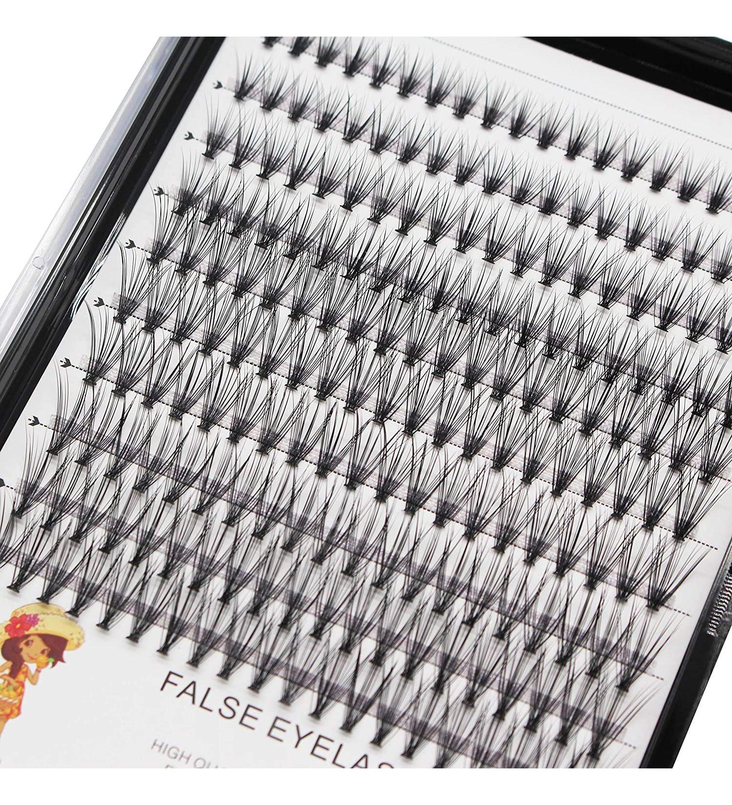 Large Tray-20 Roots Nature Long Cluster False Eyelashes Thickness 0.07mm C Curl Mixed 8-10-12-14mm/10-12-14-16mm/12-14-16mm Individual Eyelashes Dramatic Volume Eye Lashes Extensions (8-10-12-14mm)
