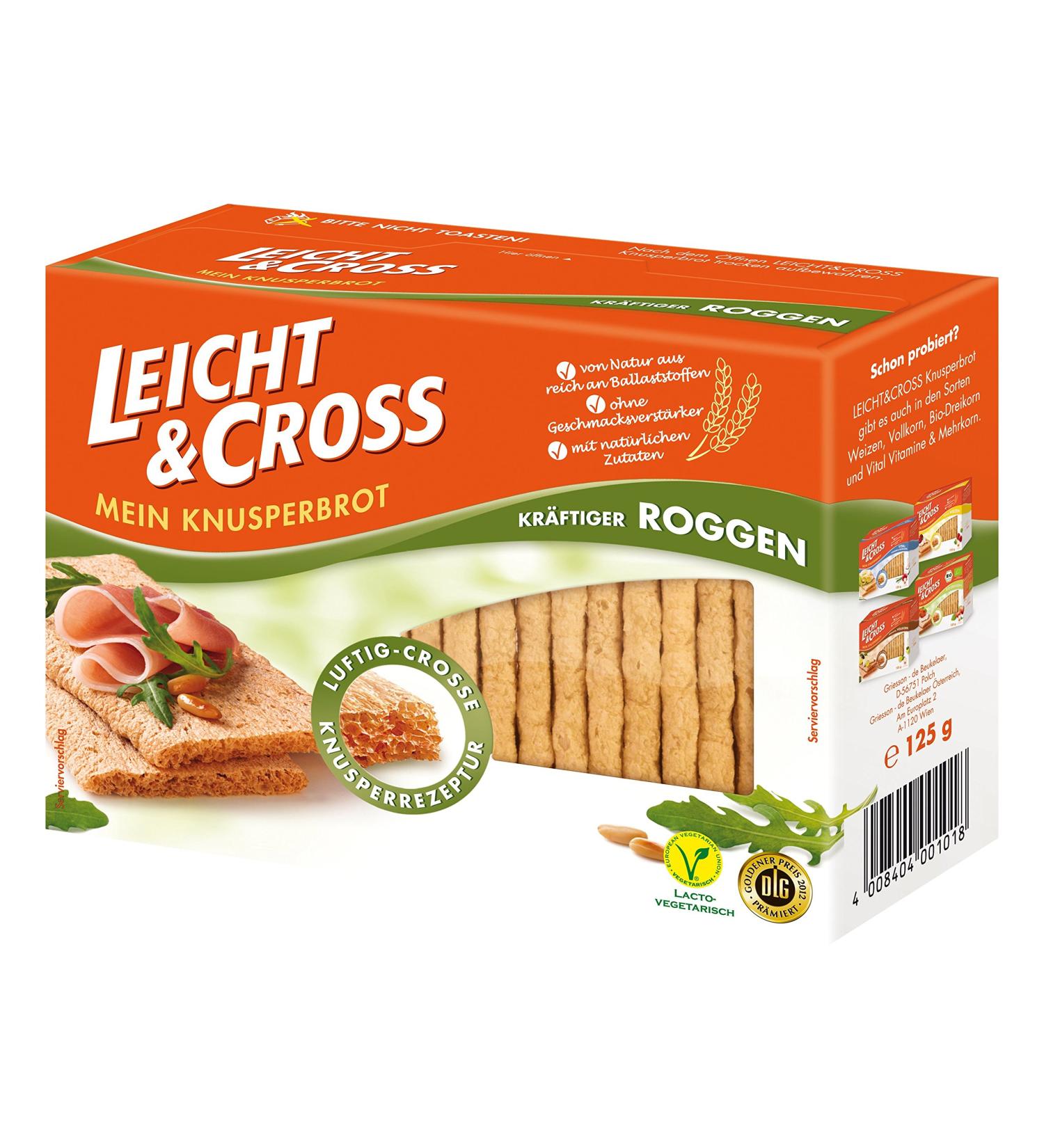 Light & Cross Rye Crispy Bread - Pack of 8 (8 x 125g) | International Shipping Available - Buy Online on GoSupps.com