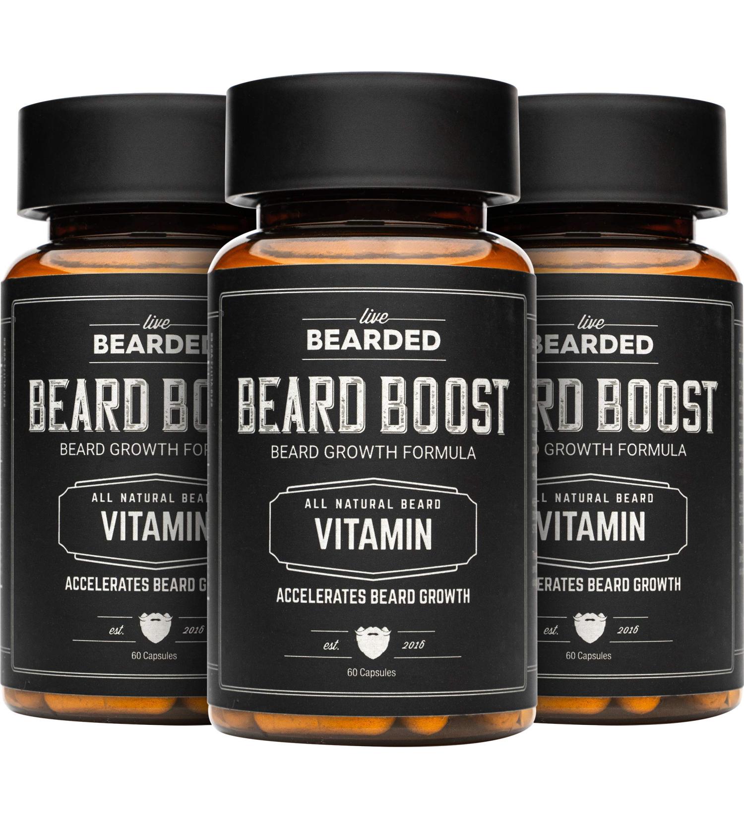 Live Bearded Beard Boost - Biotin 10 000mcg Vitamin C & E Zinc - 90-Day Hair Growth Support for a Strong Thick Beard - Made in the USA - Buy Online on GoSupps.com