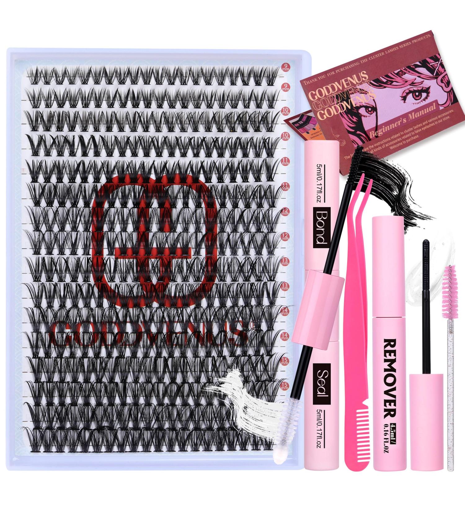 Goddvenus Eyelash Extension Kit - 320Pcs Cluster Lashes, DIY Individual Eyelashes, Bond, Seal, Remover & Tweezers Included - Buy Online on GoSupps.com