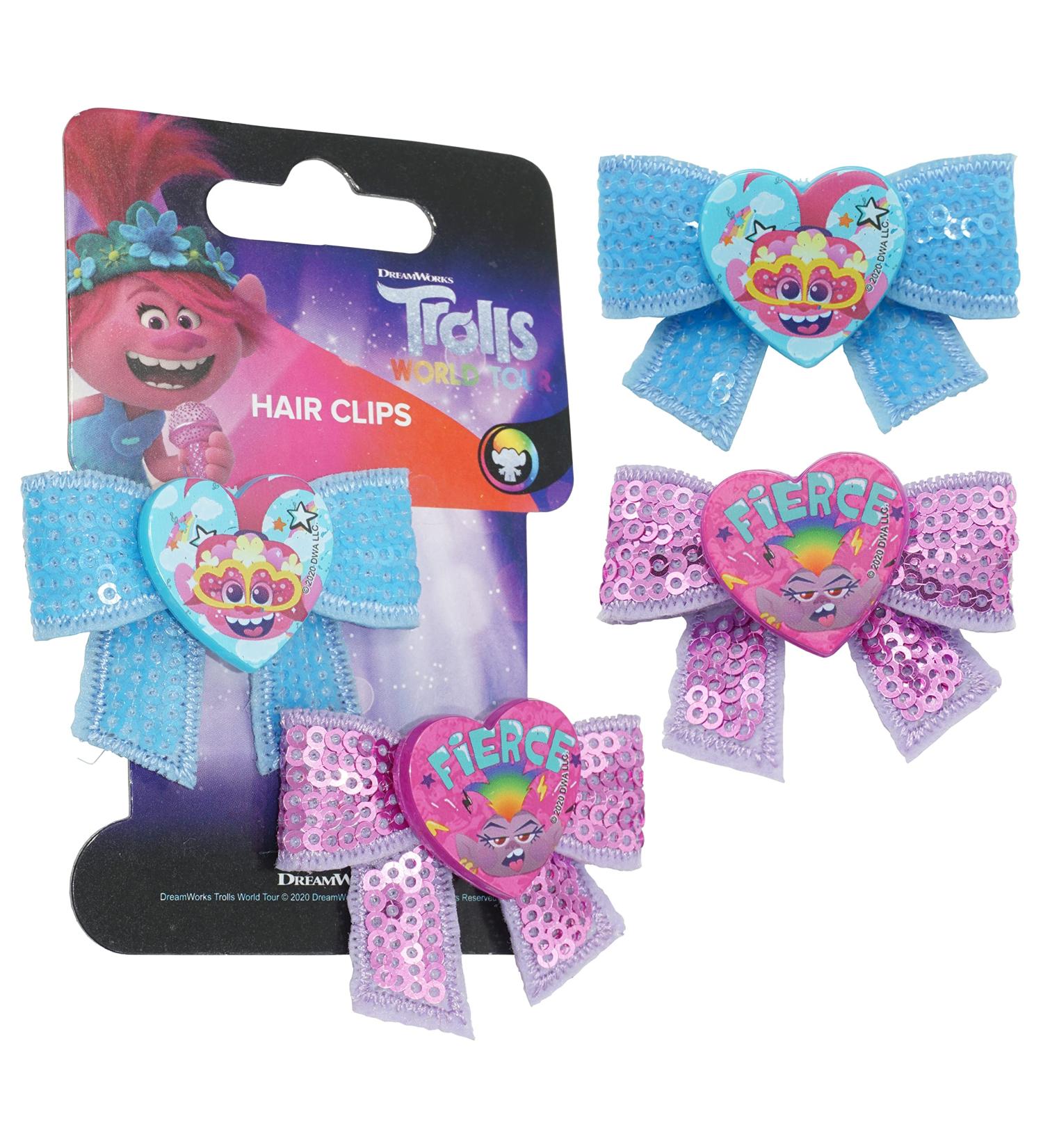 Disney Trolls Hair Clips Hair Sliders Kids Hair Accessories for Girls Durable and Reusable for Your Little Ones (2x Hair Bow Clips) - Buy Online on GoSupps.com