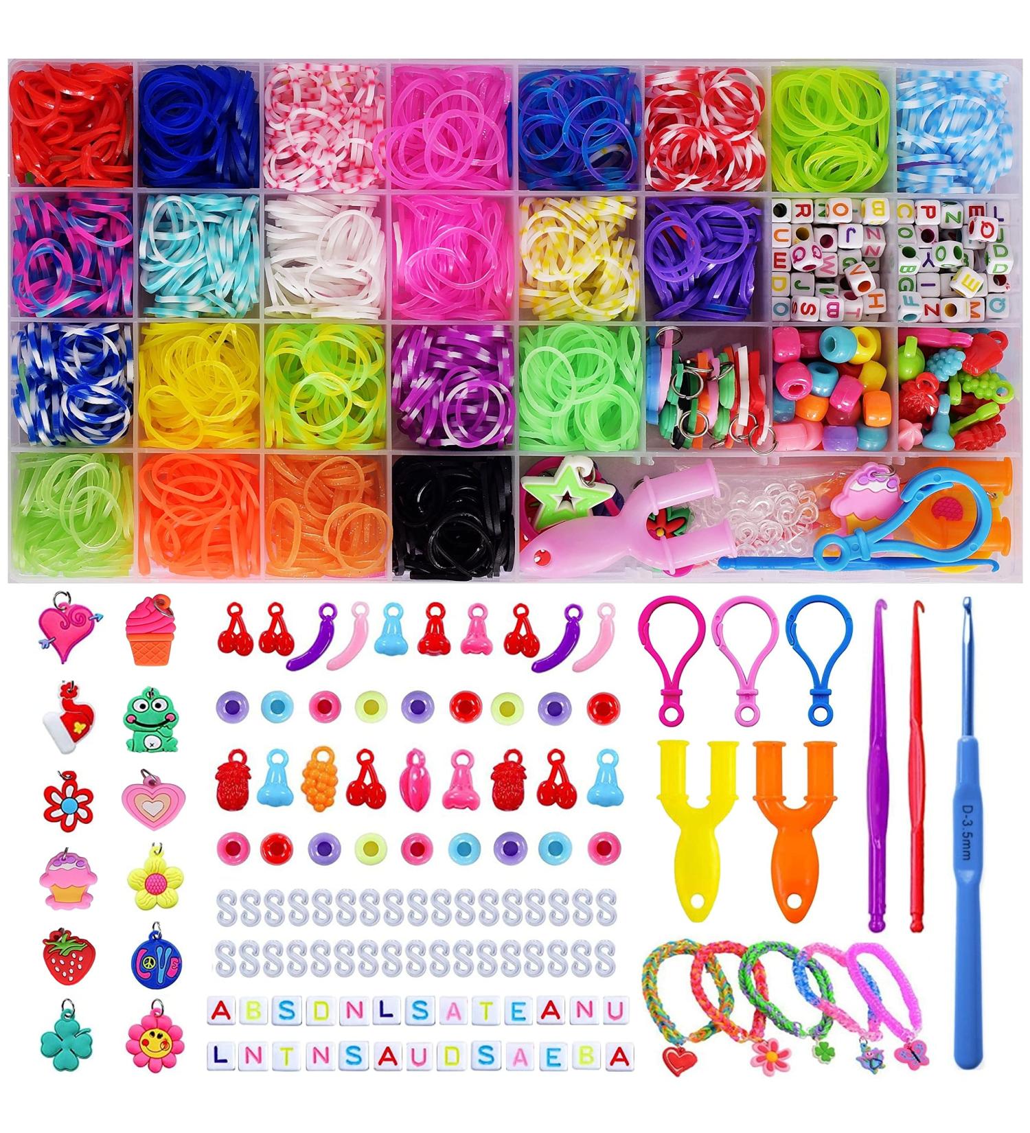 CRAZONE 2000+ Pcs Rubber Bands Refill Kit - DIY Weaving Loom Bracelet Making Set for Kids | 23 Colors, 200+ Beads, 12 Charms | Perfect Christmas & Birthday Gift - Buy Online on GoSupps.com