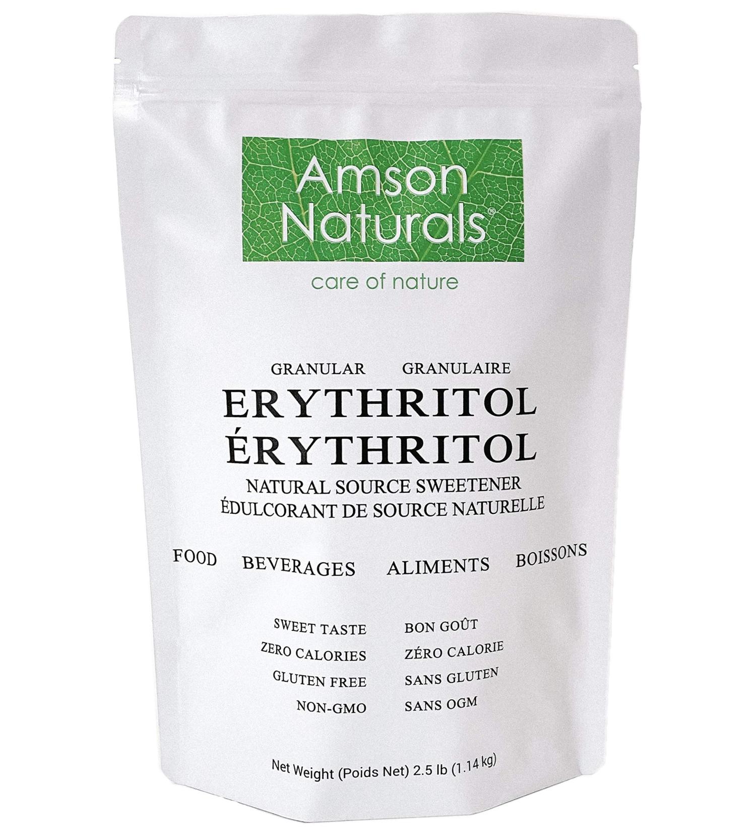 Erythritol Sweetener Granular 2.5 lb / 40 oz / 1.14 kg-Natural Sugar Substitute Sweet taste Zero Calorie Gluten-free Non-GMO by Amson Naturals. 1.14 kg (Pack of 1) - Buy Online on GoSupps.com
