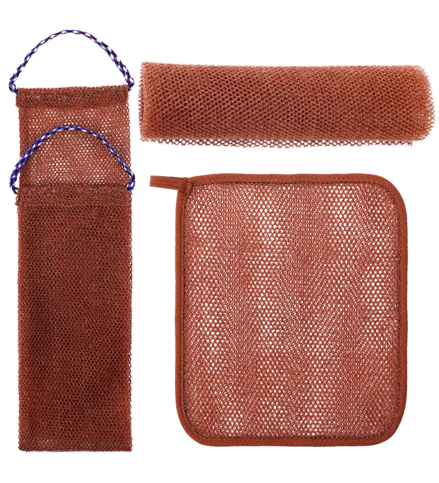 FOMIYES African Net Sponge Washcloth | Exfoliating Body Scrubber & Bathing Essentials Kit for Face & Back | Ideal for Shower & Skincare - Buy Online on GoSupps.com